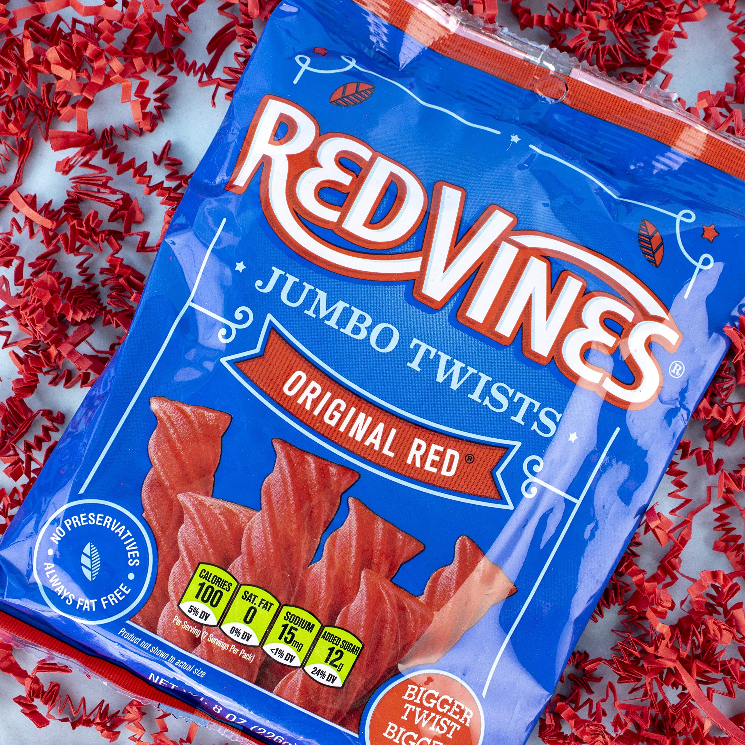 Red Vines Jumbo Licorice Candy - Original Red Flavor, 8oz Bags (12 Pack) - Soft & Chewy Twists for Parties, Movie Nights & Snacking