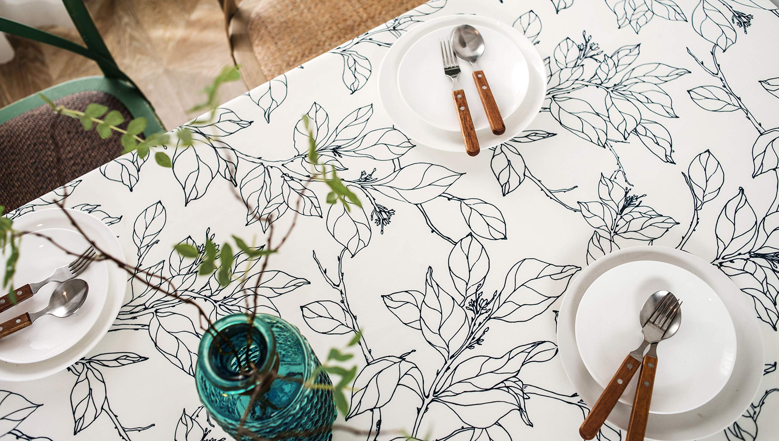 DriftAway Ryan Tassel Rectangle Tablecloth 54x102 Inch - Elegant Black Decorative Table Cover for Indoor/Outdoor Dining, Buffet, Parties & Dinner - Perfect for Weddings, Holidays & Special Occasions