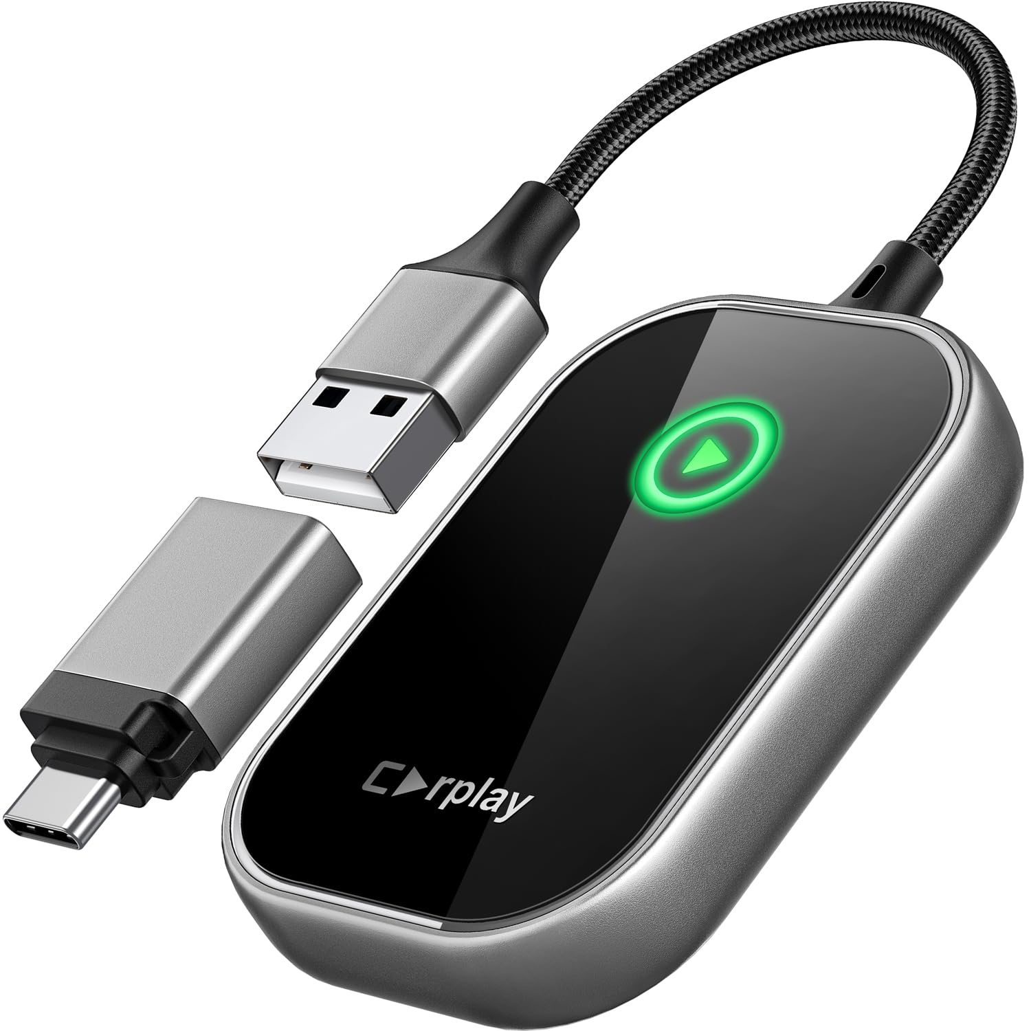 Wireless CarPlay Adapter - Convert Wired to Wireless CarPlay Dongle for iPhone, Plug & Play for Cars 2017+ & iOS 10+ (Gunmetal) | Seamless Music, Maps & Calls While Driving