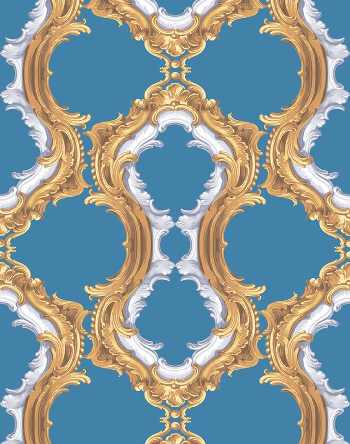 Louie Whoey Wallpaper by Wallshoppe - Premium Lapis Blue Peel & Stick Wallpaper for Living Room, Bedroom, or Office Decor