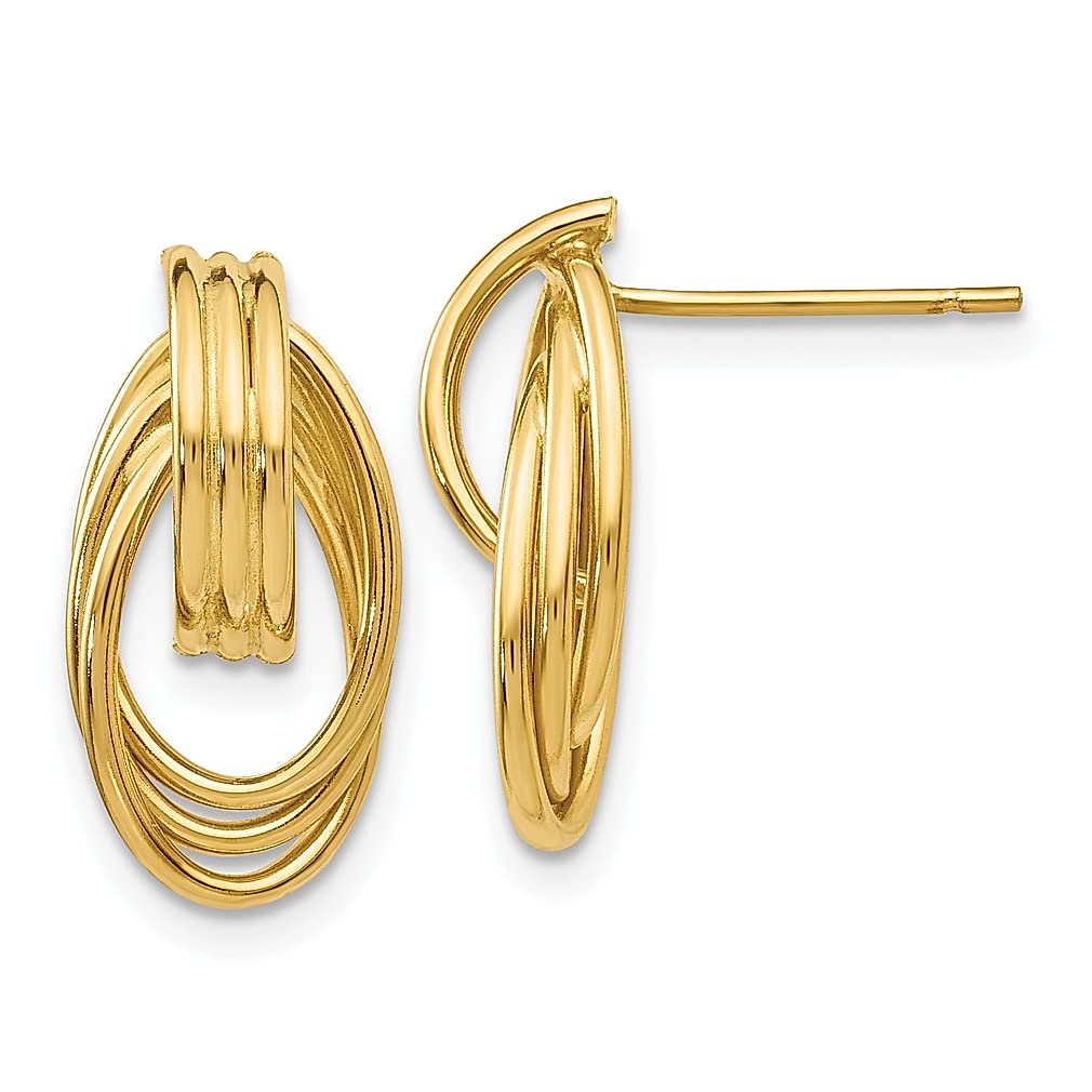 14K Yellow Gold Drop Earrings for Women - Elegant Dangle Studs for Gifting & Parties