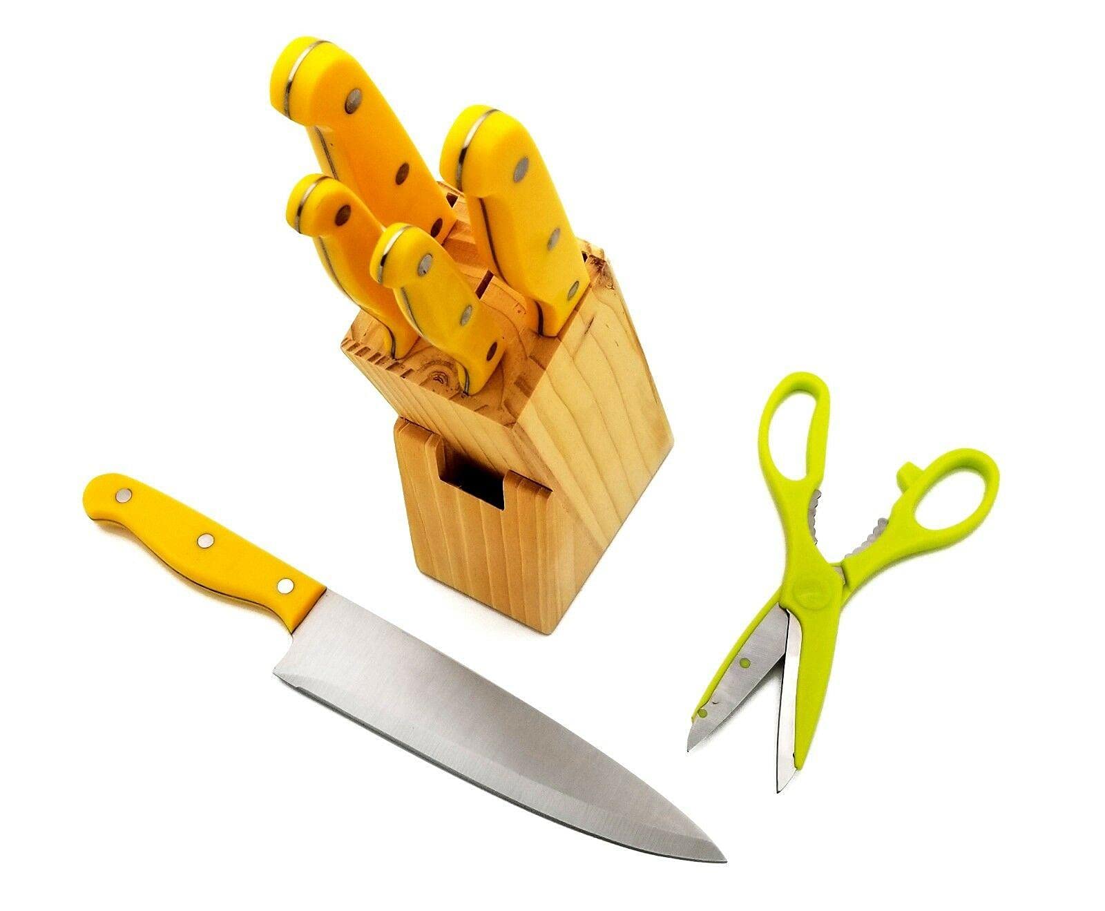 7-Piece Premium Kitchen Knife Set with Wooden Block - 5 Knives & 1 Scissor for Professional Cooking & Food Prep | Perfect for Home Chefs & Culinary Enthusiasts