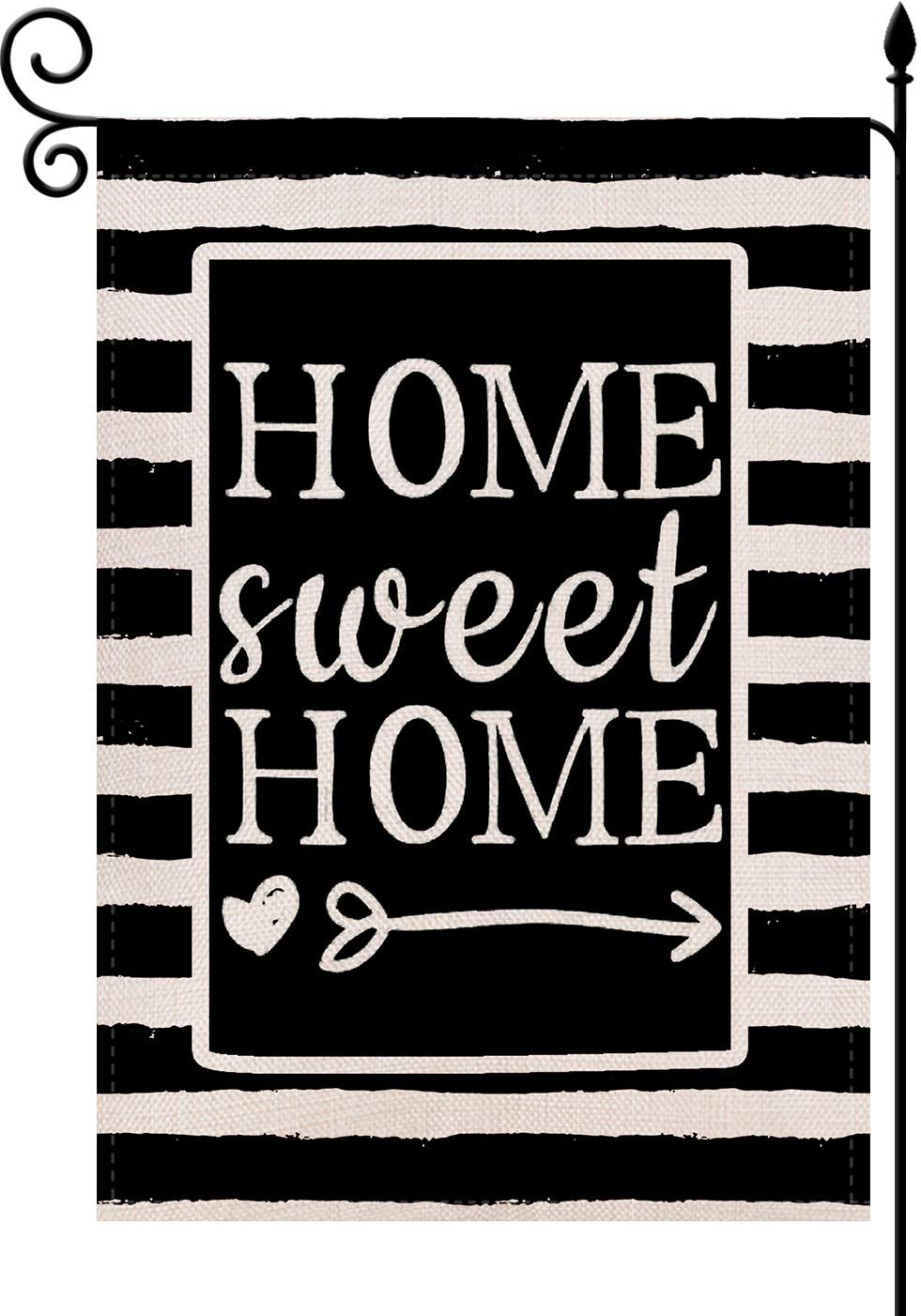 Welcome Home Watercolor Stripes Garden Flag - Double Sided 12.5x18 Inch Rustic Burlap Decor for Spring Summer Holidays | Home Sweet Home Vertical Outdoor Decoration for Porch, Yard & Front Door Décor