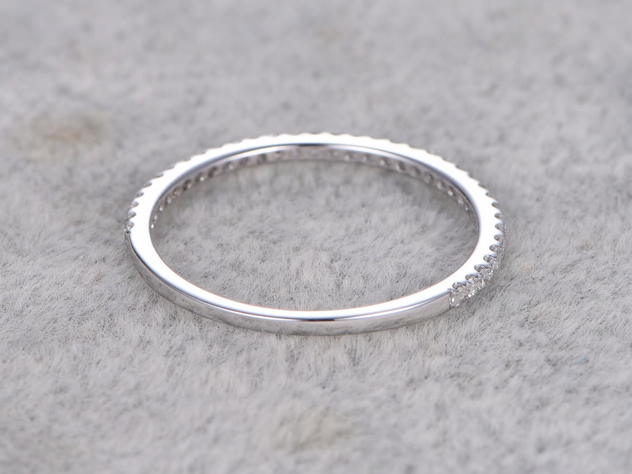 0.25 Carat Elegant Semi Eternity Wedding Band - Genuine Moissanite Diamonds in 18K Gold Plating - Perfect for Bridal Jewelry, Anniversary Gifts & Special Occasions