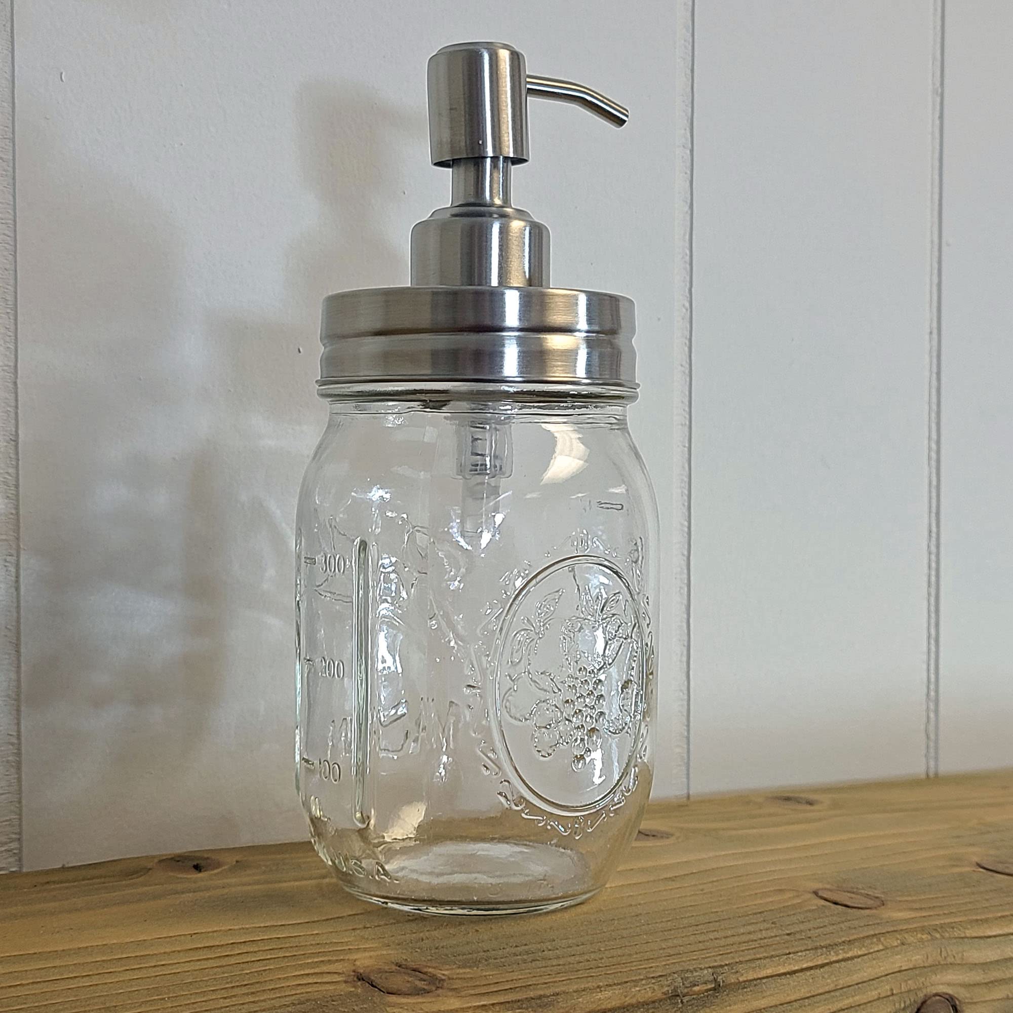 Rustic Painted or Clear Mason Jar with Soap Lotion Pump Dispenser - Black/Silver Pump Lids for Kitchen & Bathroom Decor | Farmhouse Home Accessories | Perfect for Hand Soap Dispensers, Bathroom Organizers & Country Style Decor