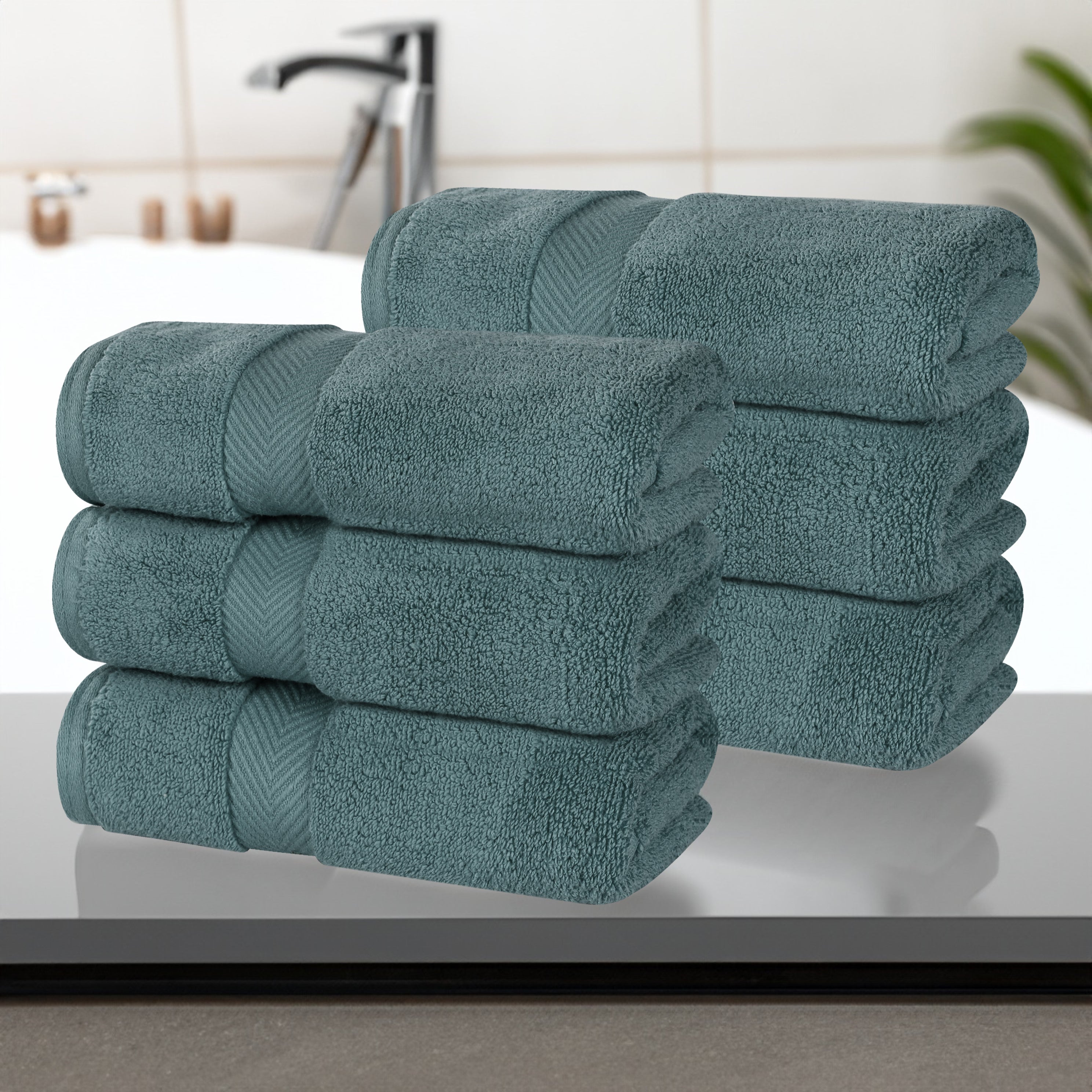 Premium 6-Pack Zero Twist Cotton Hand Towels - Ultra Soft, Highly Absorbent for Kitchen, Bathroom & Gym - Solid Color Home Essentials