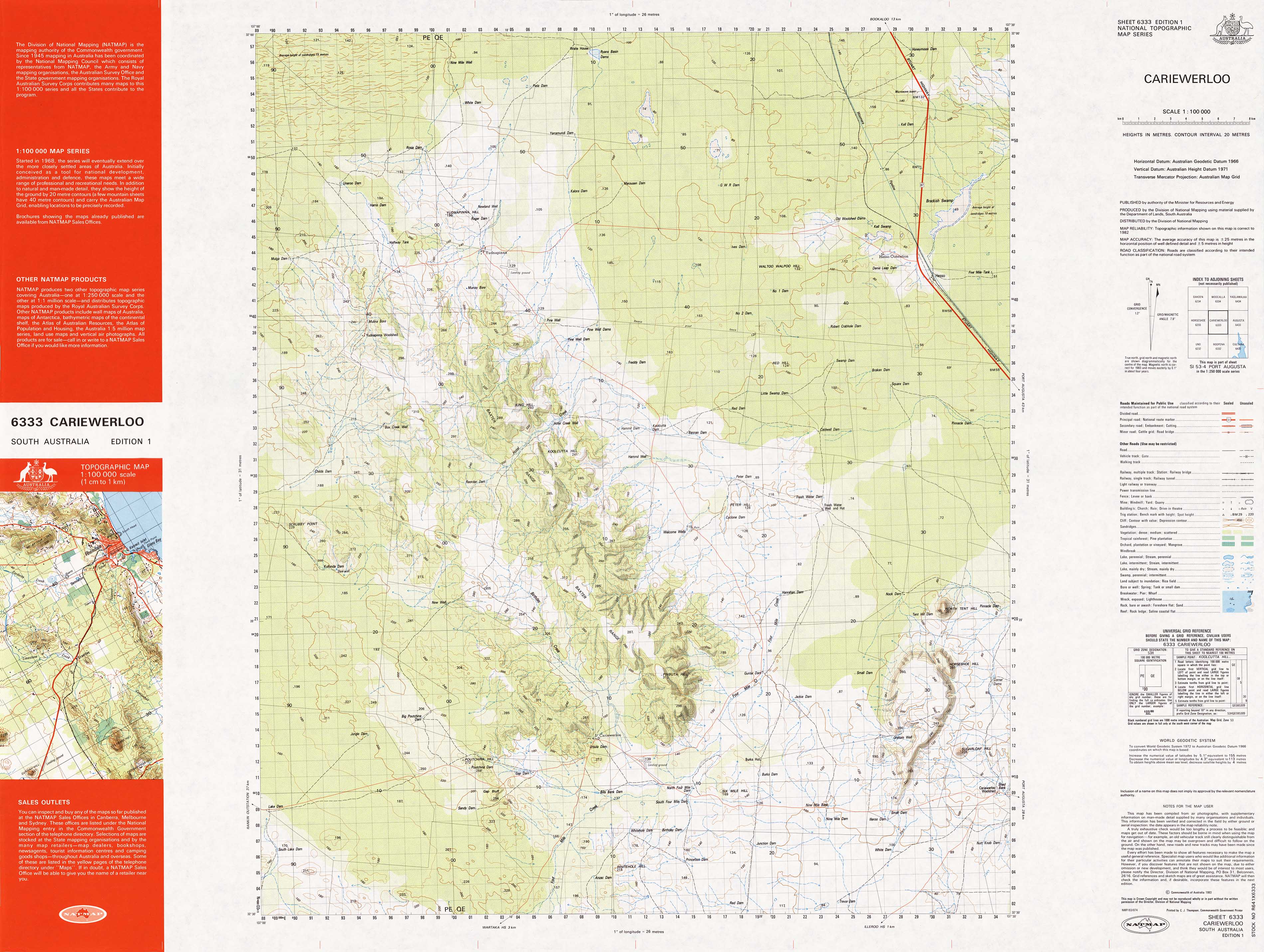 6333 Cariewerloo 1:100,000 Scale Topographic Map - Hiking, Camping & Outdoor Adventure Navigation