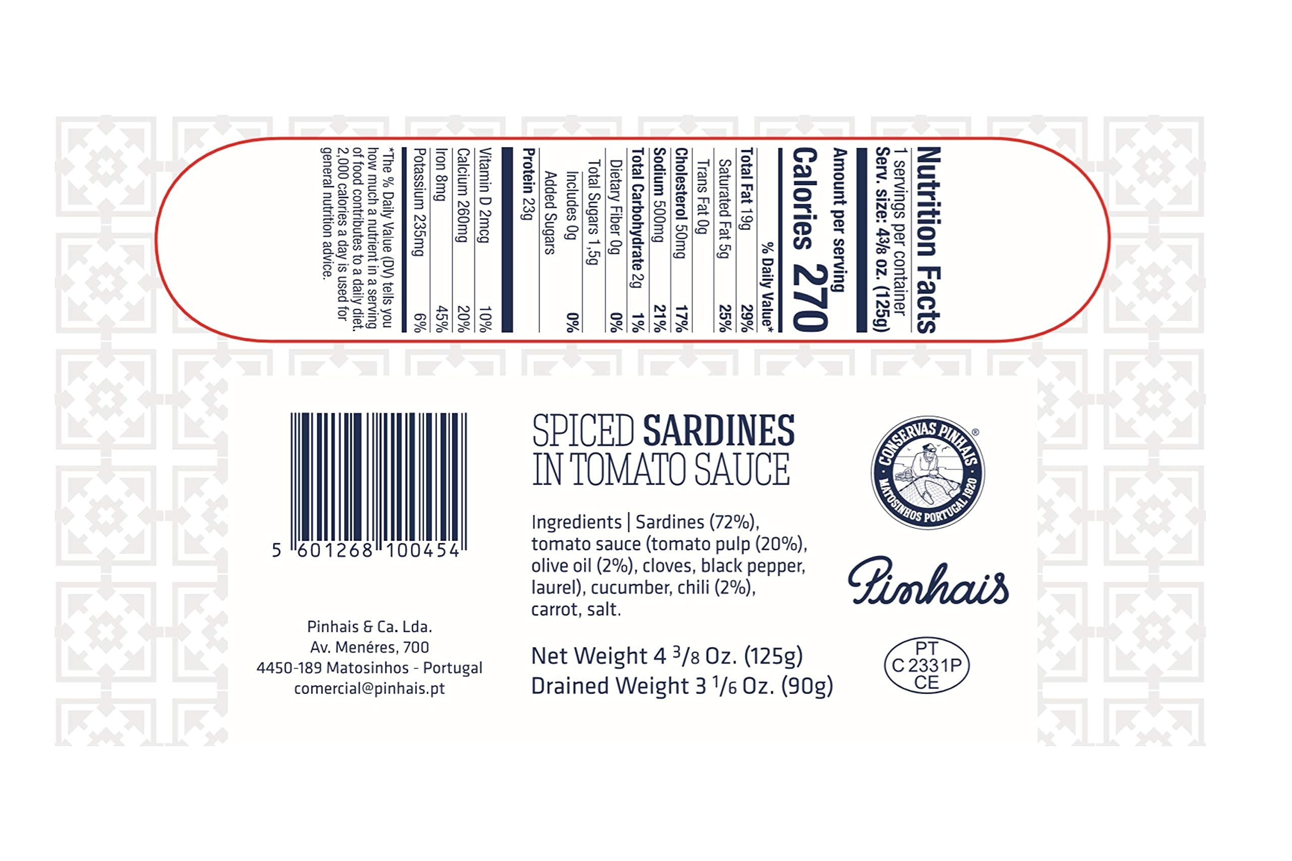 Premium Pinhais Spiced Sardines in Tomato Sauce - 4.4oz Canned Fish (Pack of 4) with 4 Intfeast Mints - High Protein Snack for Keto, Paleo & Mediterranean Diet - Perfect for Lunch Box, Camping & Quick Meals