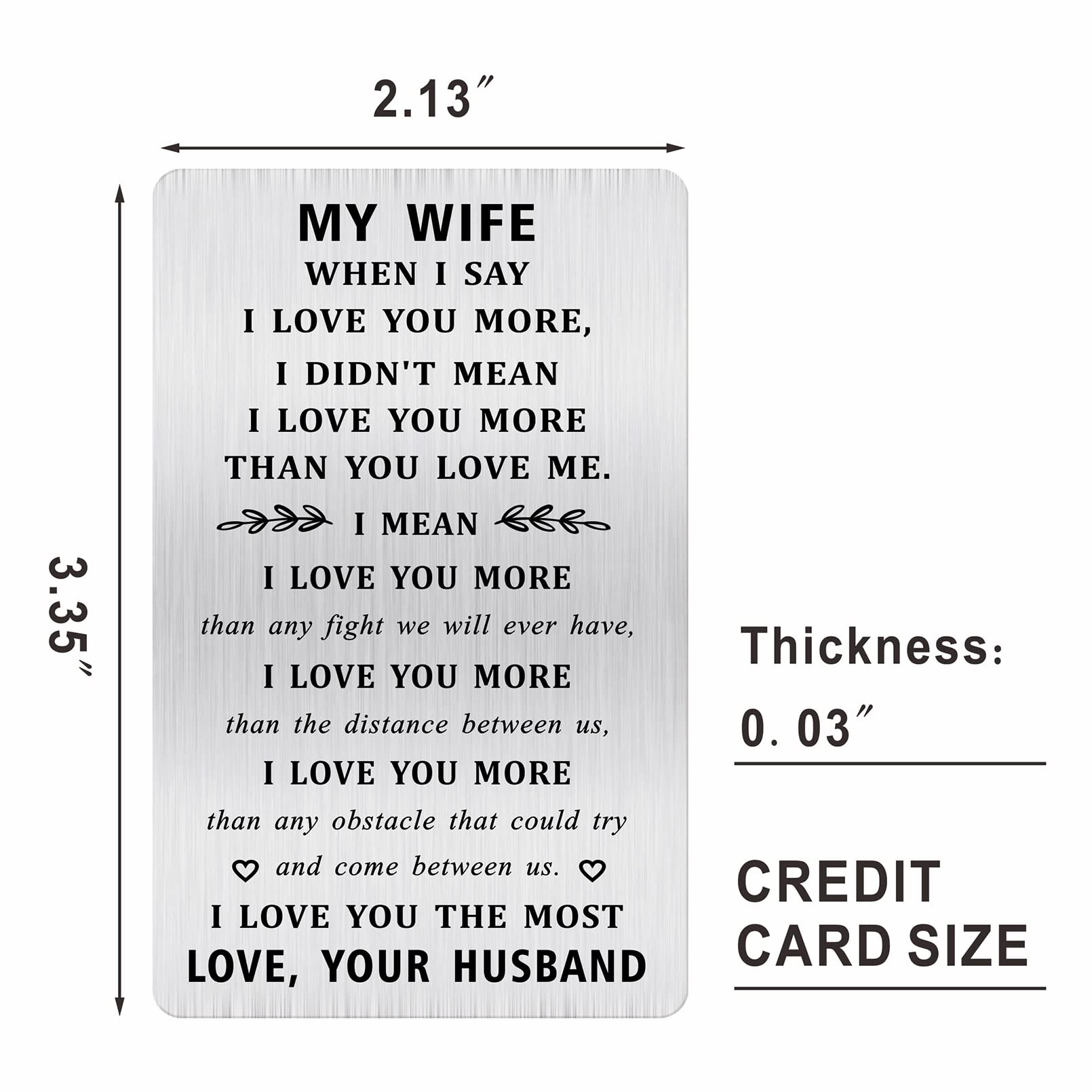 TGCNQ Love Wallet Card - Wife Gift for Birthday & Mother's Day - Romantic Keepsake for Her