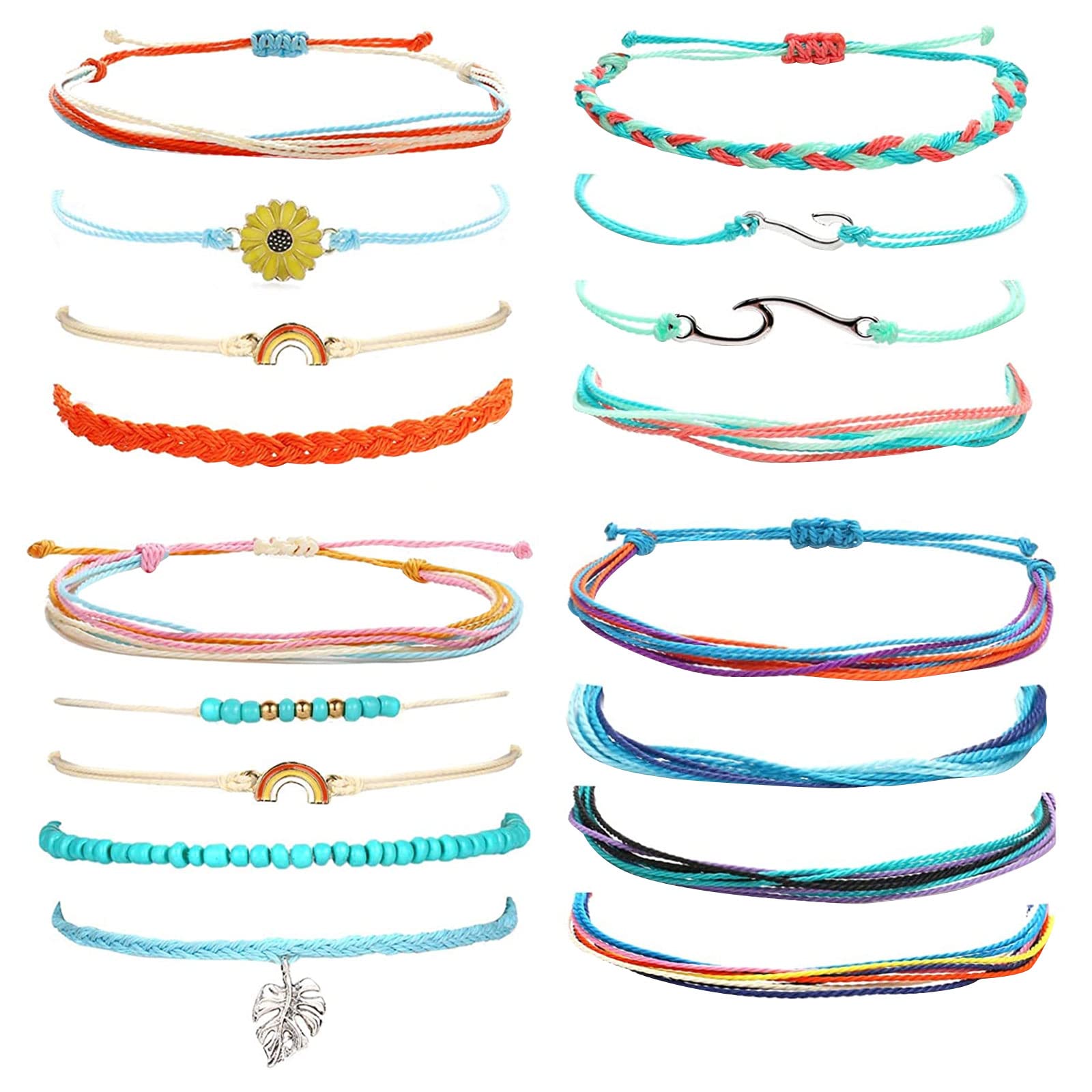 Trendy Blue String Bracelets for Women - Boho Friendship Bracelets, Christmas & Summer Gifts, Stocking Stuffers | Perfect for Everyday Wear, Beach Outfits, and Festival Accessories