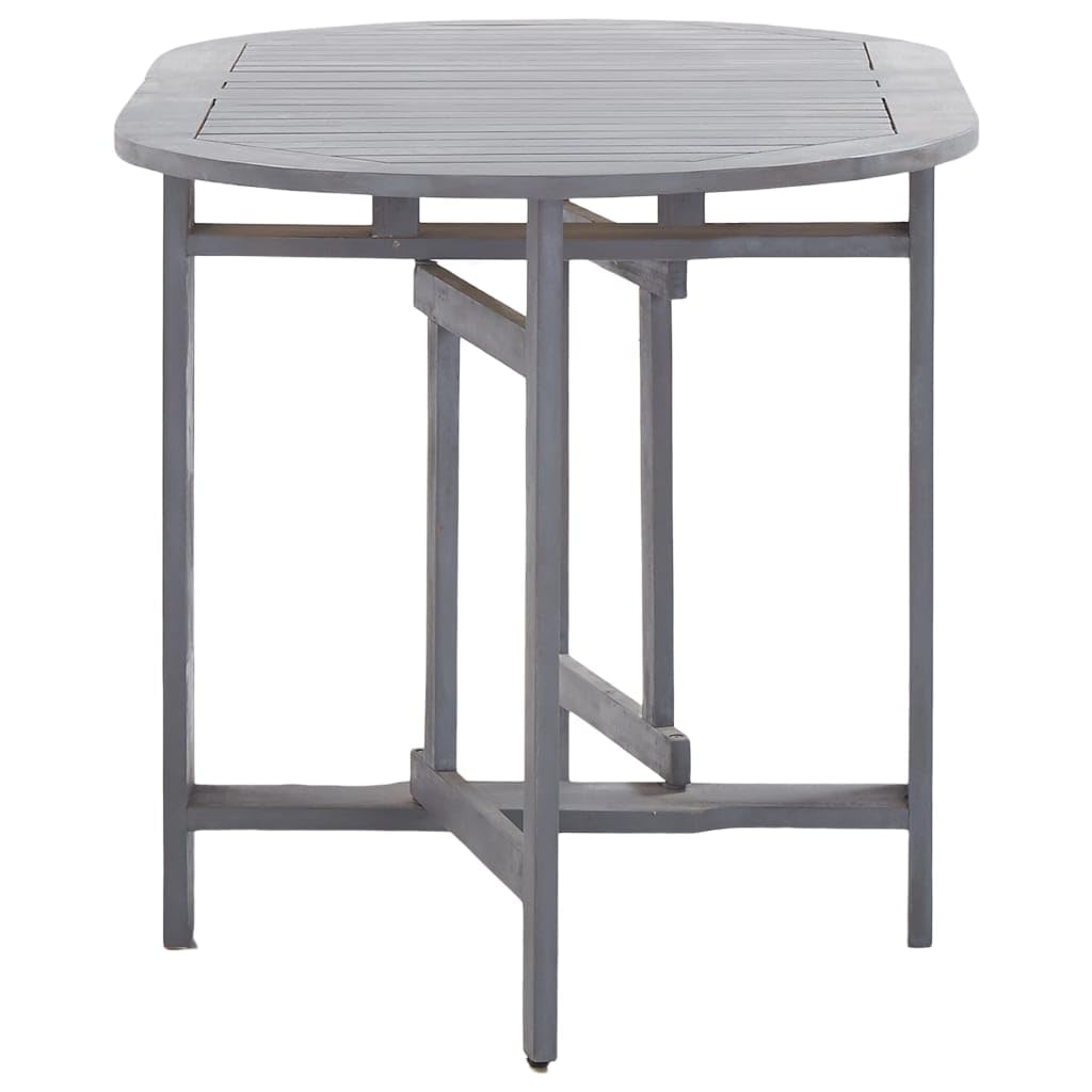 Acacia Wood Folding Patio Table - Solid Butterfly Leaf Dining Table for Kitchen, Garden, Balcony & Outdoor - Space Saving Foldable Furniture in Gray - Perfect for Small Spaces, BBQs & Entertaining
