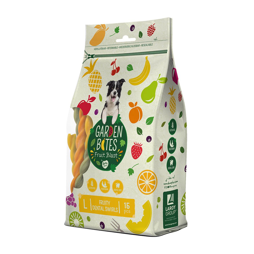 DUVO PLUS Garden Bites Fruity Dental Swirls - 16cm Dog Chew Toys for Small & Medium Dogs | Natural Teeth Cleaning Treats for Puppies | Perfect for Indoor Play & Outdoor Training