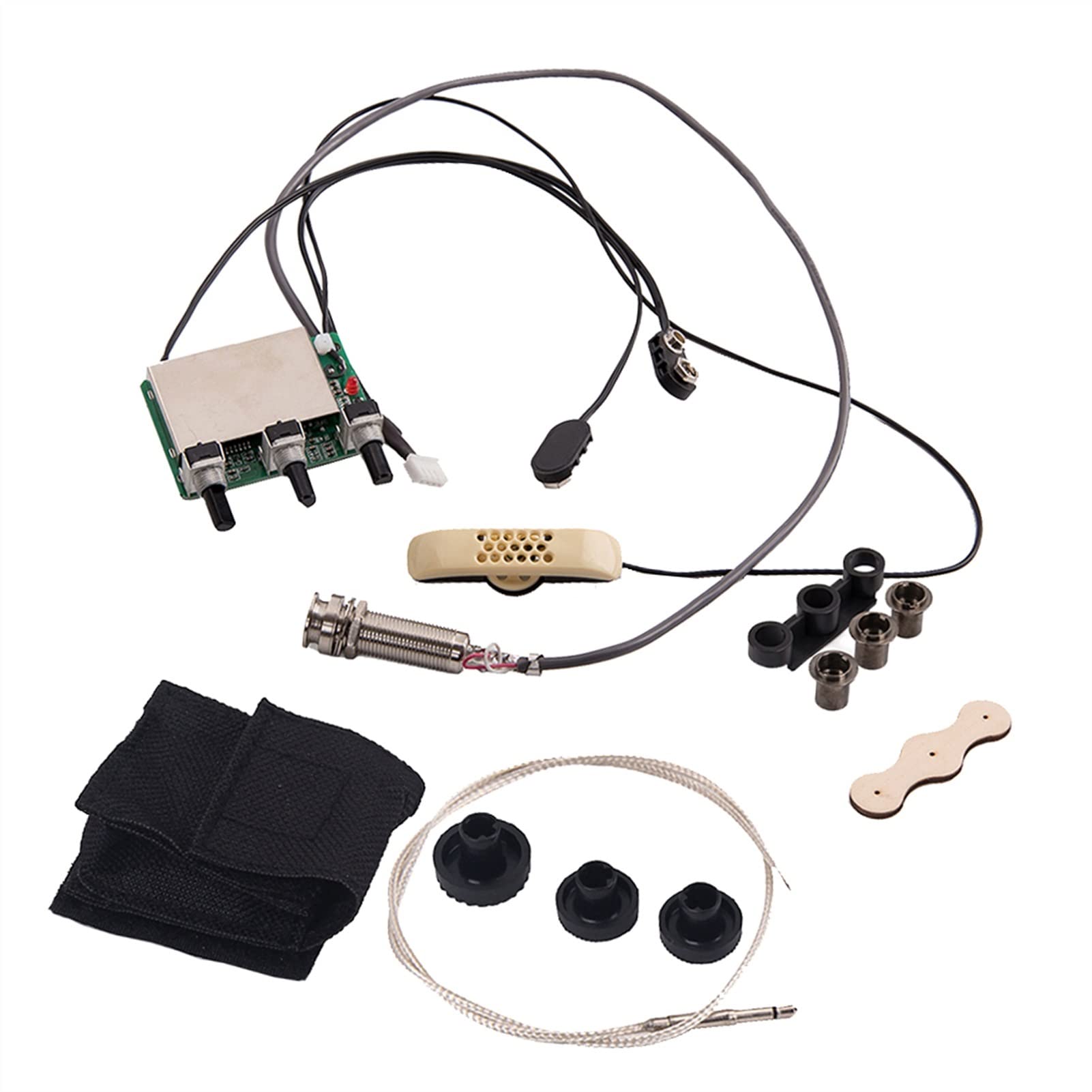 Acoustic Guitar Pickup - Piezo EQ Preamp with Wiring Harness for Folk & DIY Guitars | Perfect for Live Performances & Home Recording