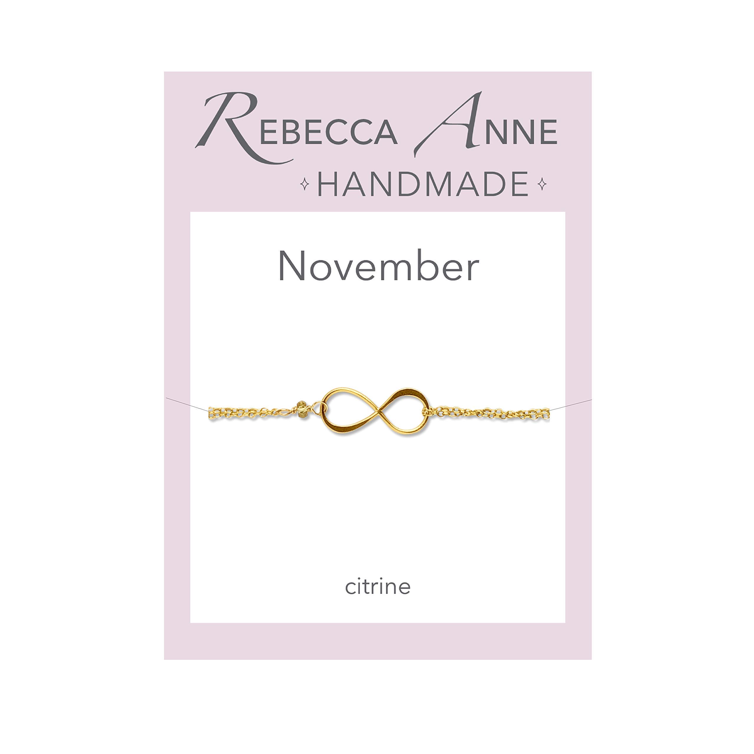 Handmade Gold Birthstone Infinity Charm Bracelet - November Citrine Gemstone, 14K Gold Filled & Vermeil Jewelry - Perfect Birthday Gift for Women, Anniversary Present, Mother's Day Gift | Ideal for Everyday Wear, Special Occasions & Gift Giving