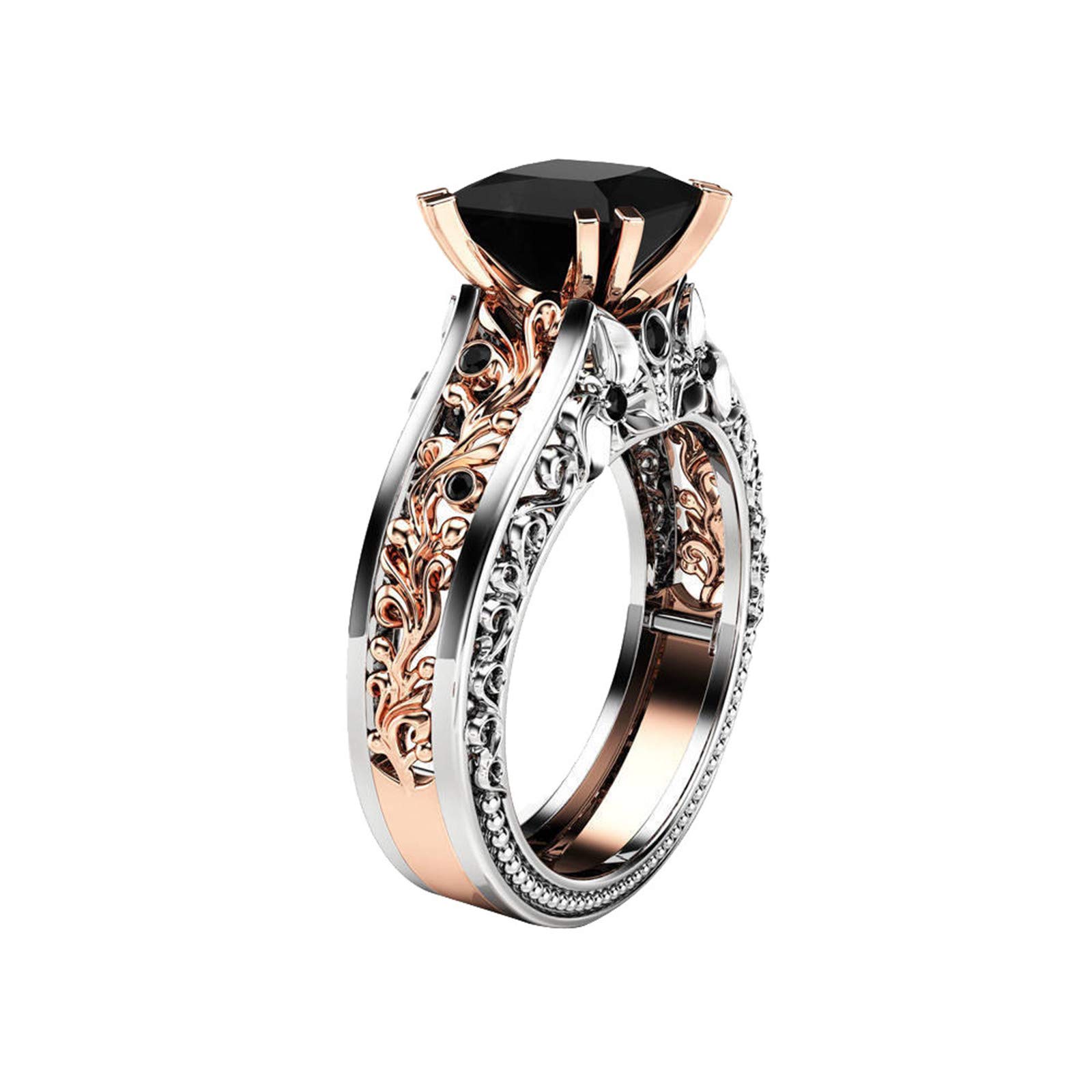 Elegant Floral Rose Gold Wedding Engagement Ring for Women - Fashionable Simulated Diamond Ring - Perfect for Bridal, Anniversary & Special Occasions