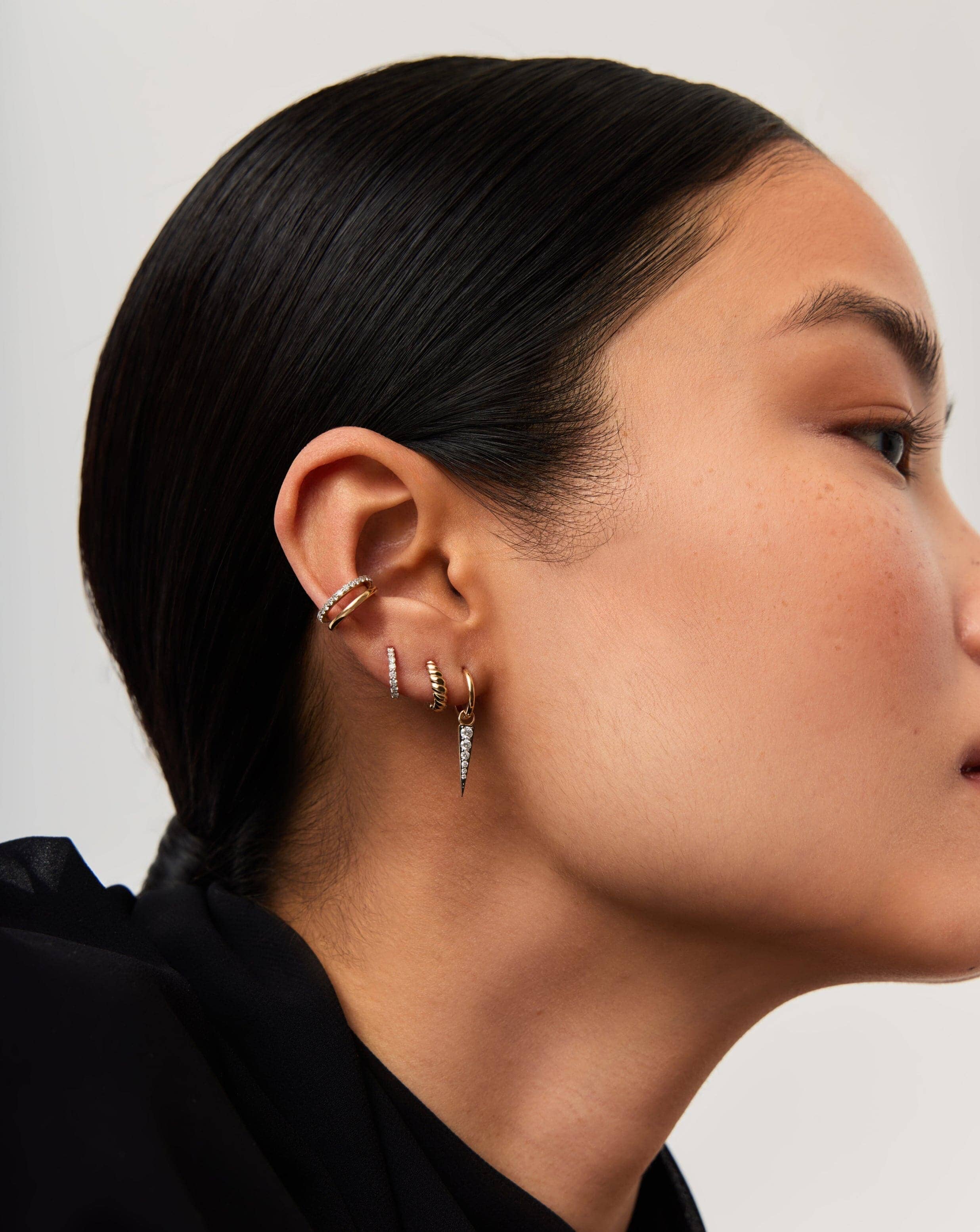 14k Solid Gold Huggie Hoop Earrings for Women - Minimalist Twisted Hoops for Everyday Wear, Gifts, and Special Occasions