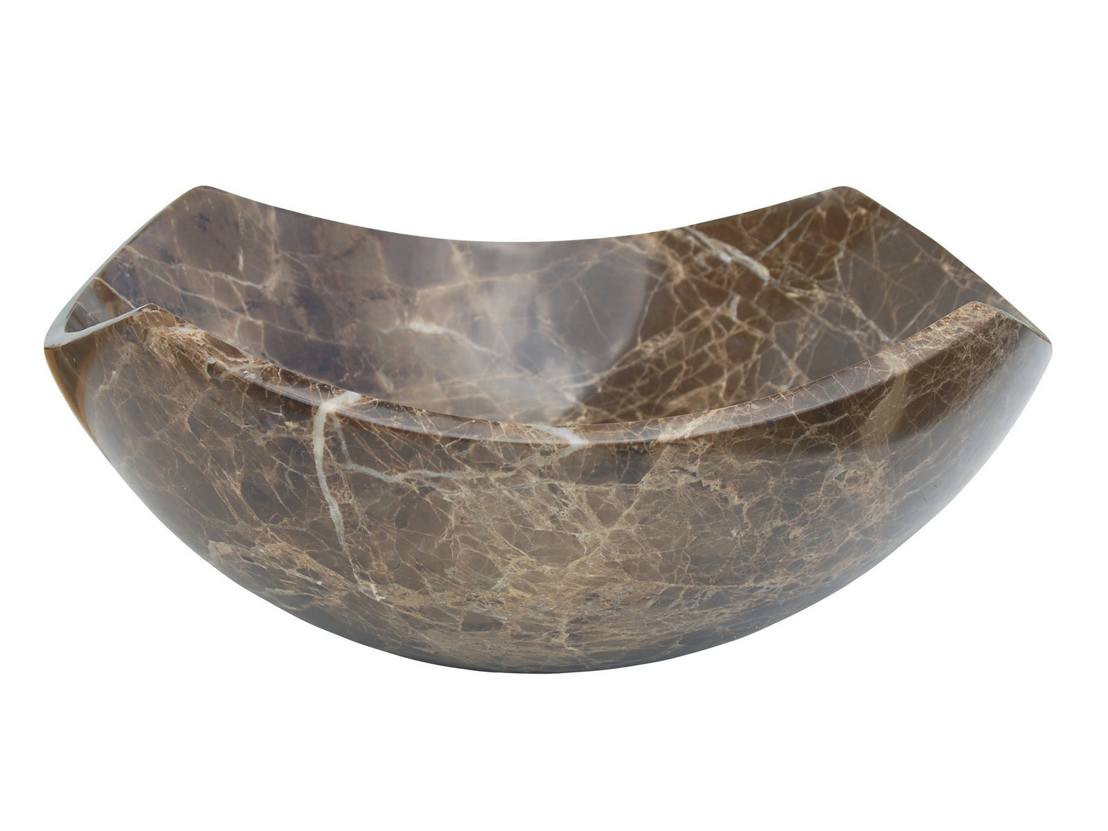 Dark Emperador Marble Arched Edge Vessel Sink - Modern Bathroom Vanity Sink for Luxury Home Decor & Spa Style Bathrooms