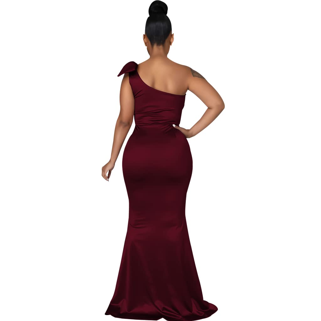 JTNFairy Women's Sexy Ruffle Sleeveless One Shoulder Bodycon Dress - Elegant Pencil Fit for Curvy Women | Perfect for Cocktail Parties, Evening Events & Formal Occasions
