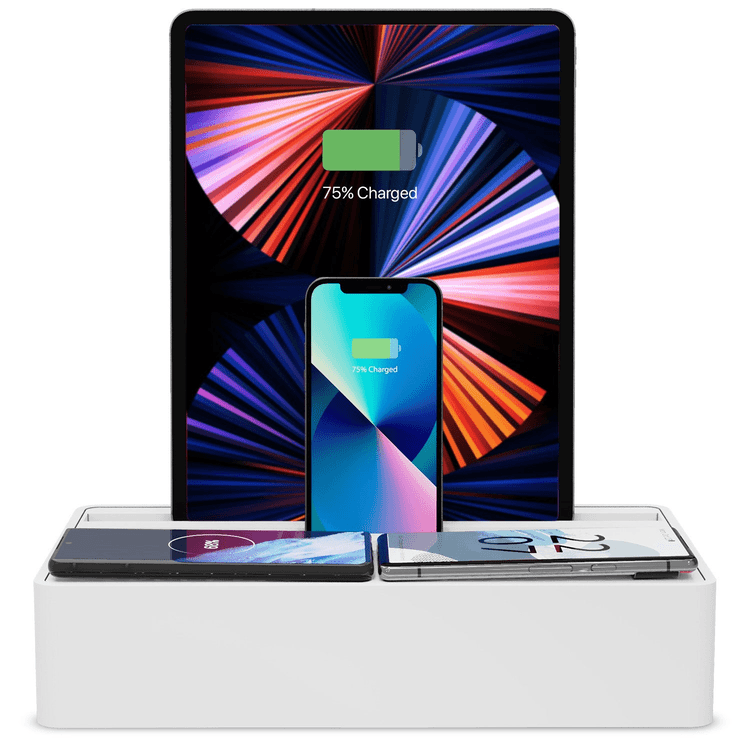 ALLDOCK Wireless Charging Station for Multiple Devices - White | Fast Qi Charger for iPhone, Samsung, AirPods & Smartwatches | Perfect for Home, Office & Travel Use