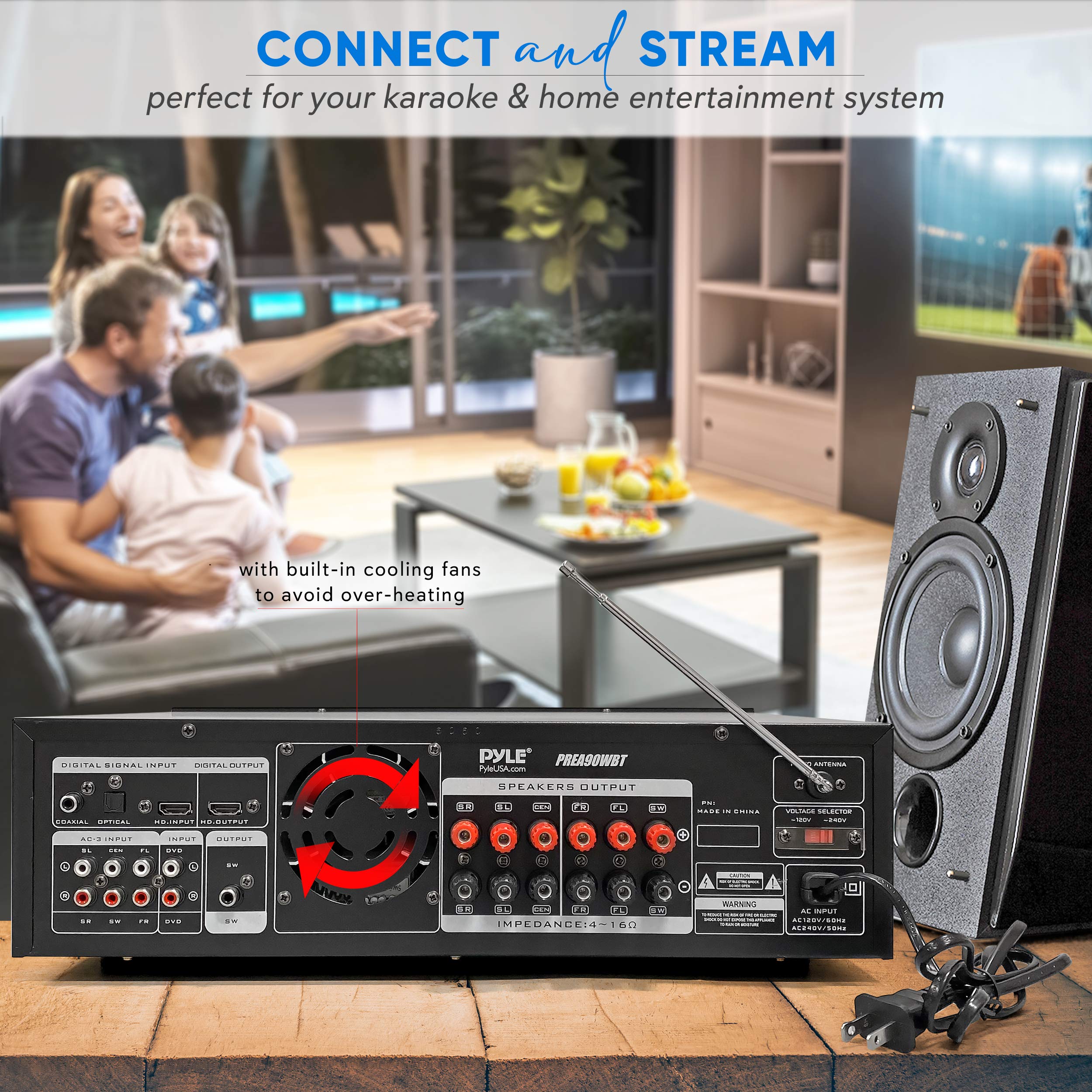 Pyle 6-Channel Bluetooth Hybrid Home Amplifier - 1600W Power Stereo Receiver w/Radio, USB, AUX, RCA, Mic, Optical & Coaxial Inputs - Perfect for Home Theater, DJ Setup & Live Sound Systems