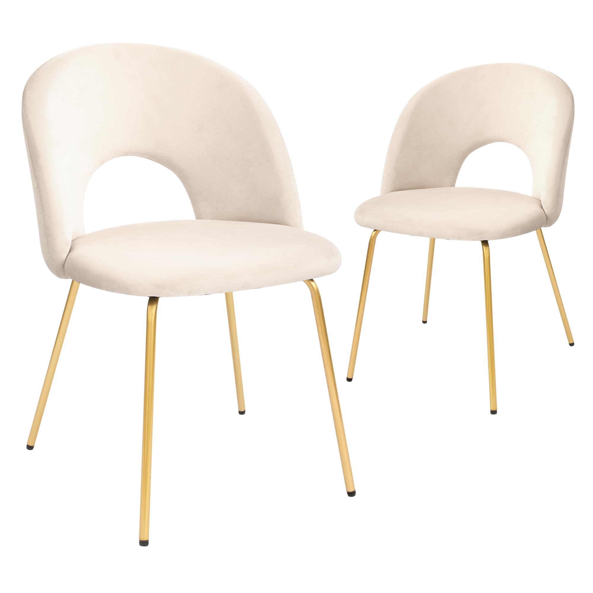 Velvet Dining Chairs with Metal Legs - Set of 2 Beige Kitchen Chairs for Dining Room, Living Room & Home Office | Modern Comfort Seating for Small Spaces