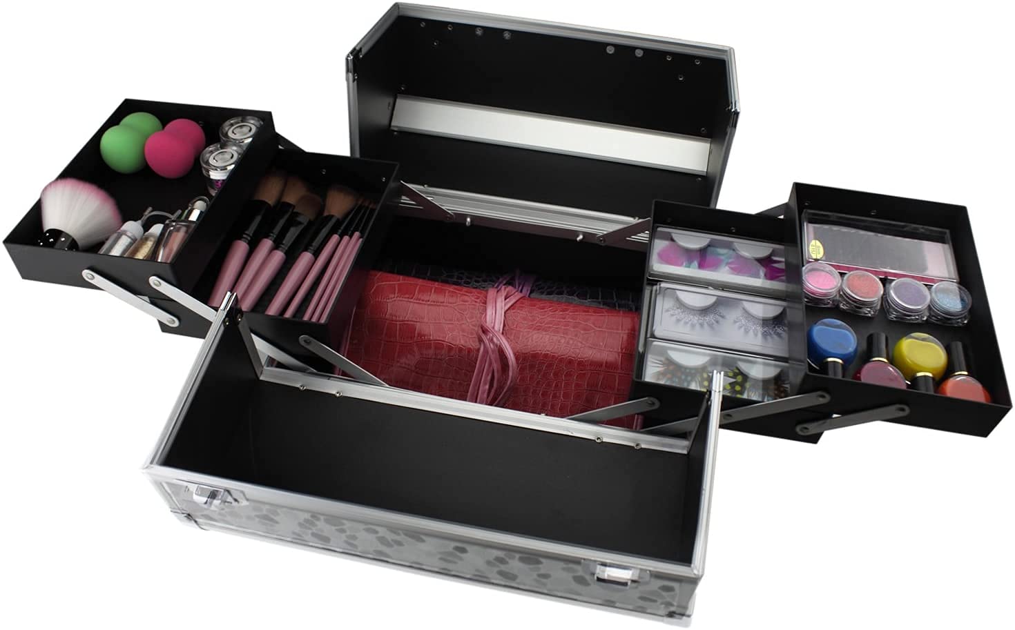 Welocity Professional Vanity Box - Makeup Jewelry Nail Polish Organizer Storage Case with Mirror | Beauty Accessories Travel Case for Home & Salon Use