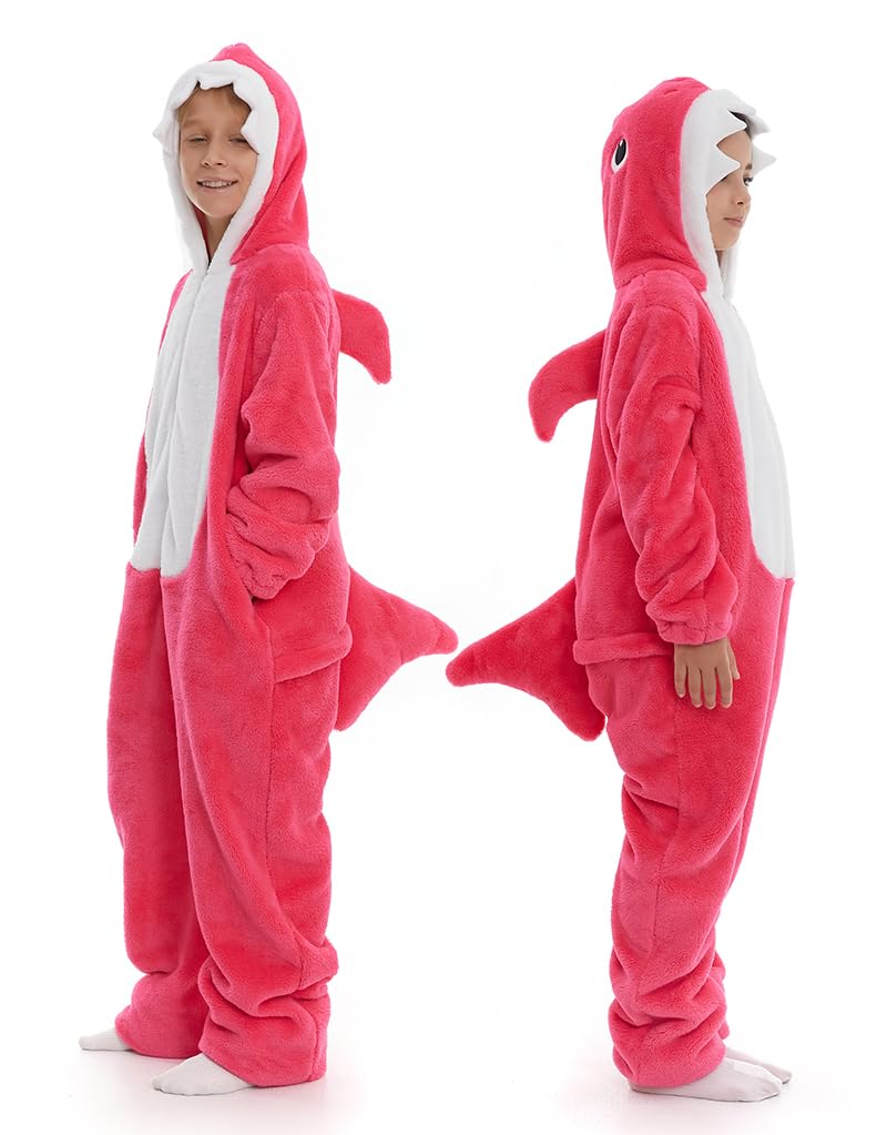 HSCTEK Premium Double-Sided Flannel Shark Onesie with Hoodie - Soft Baby & Toddler Pajamas for Boys & Girls - Perfect for Winter Sleepwear, Birthday Gifts & Family Matching Outfits