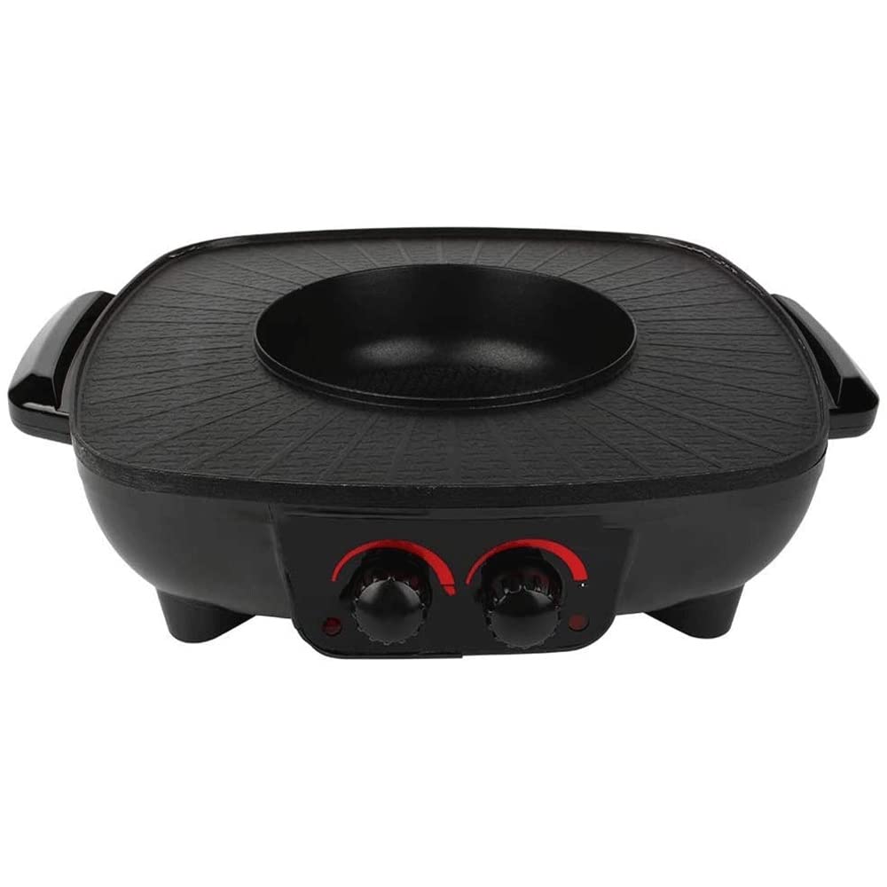 MZLXDEDIAN 2-in-1 Electric Grill and Hot Pot - Indoor Non-Stick Korean BBQ Grill, Steak Griddle & Shabu Shabu Pot with Fast Heating - Perfect for Family Dinners, Parties and Asian Cuisine Cooking