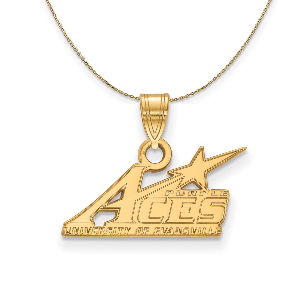 The Black Bow 14k Yellow Gold U of Evansville Small Necklace - Perfect for Graduation Gifts & Campus Spirit