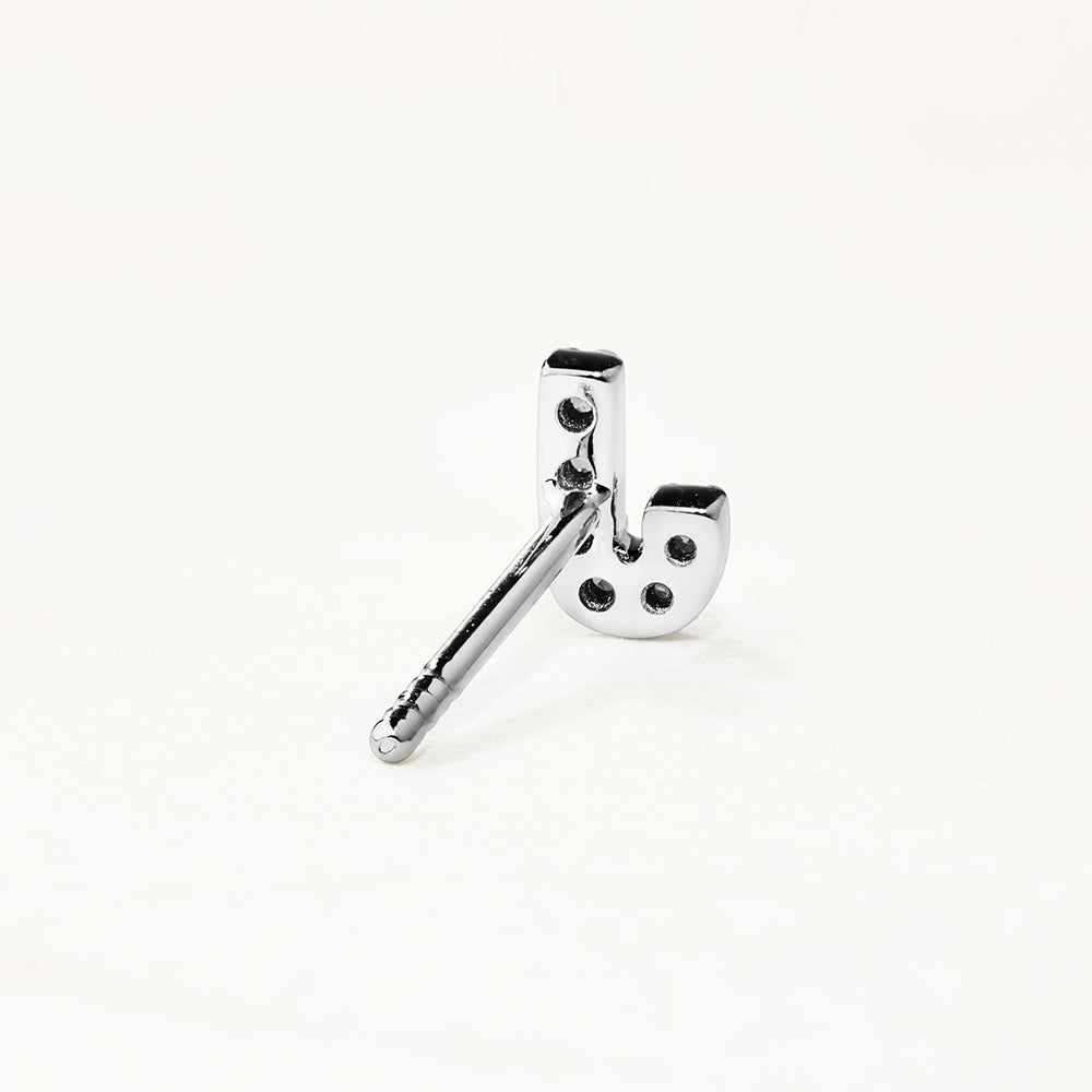 Diamond Letter J Single Stud Earring in Sterling Silver - Perfect for Birthdays, Anniversaries & Personalized Gifts