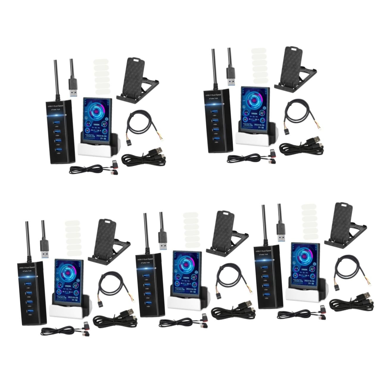 Uonlytech 5pcs USB Secondary LCD Monitor for Computer - Display CPU, GPU, RAM, HDD Data & Temperature - Perfect for PC Case Modding, Gaming Rigs & Workstation Monitoring