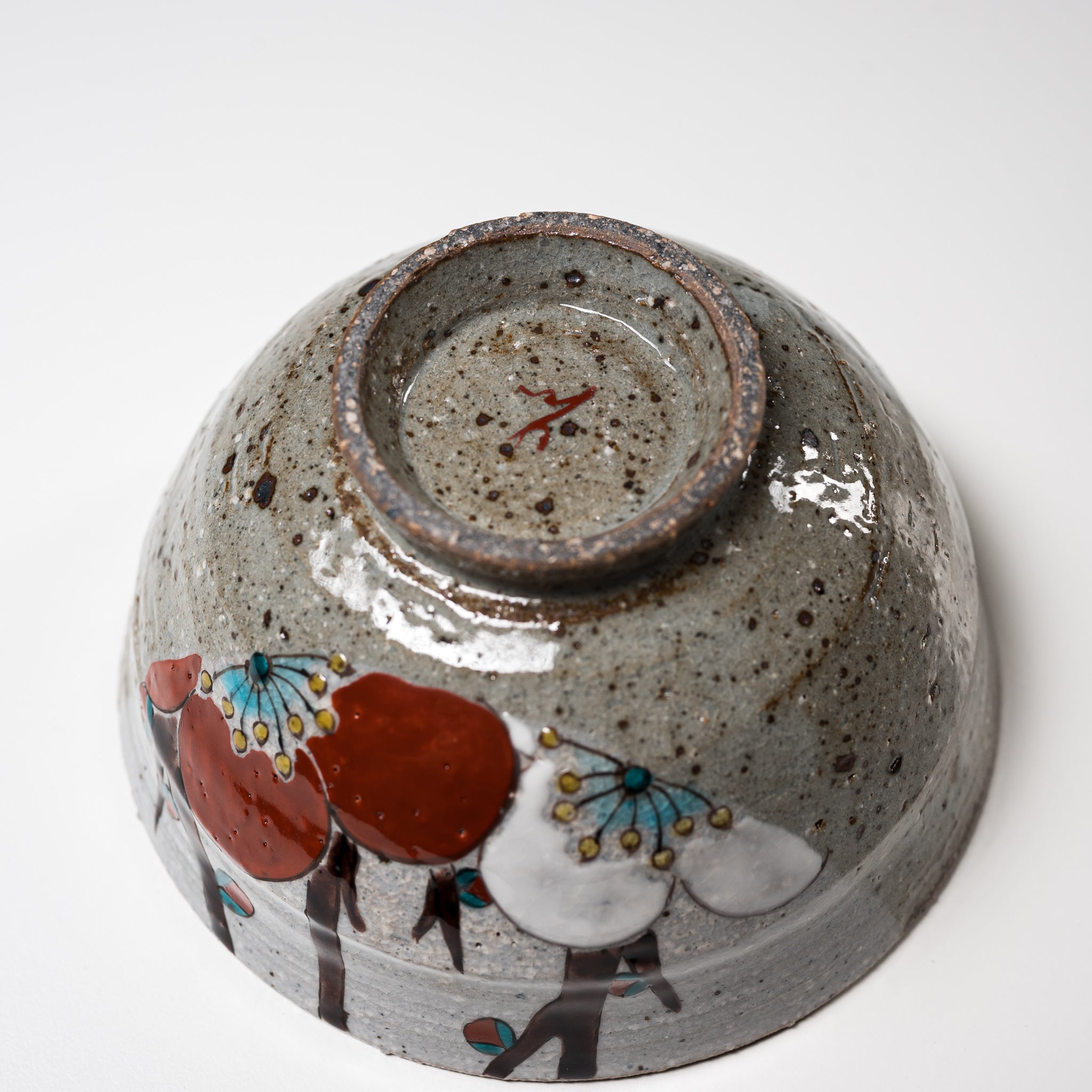 Kutani Ware Rice Bowl - Handcrafted Japanese Ceramic Dish with Red & White Plum Design | Perfect for Sushi, Rice, and Asian Cuisine | Authentic Kutani-Yaki Tableware