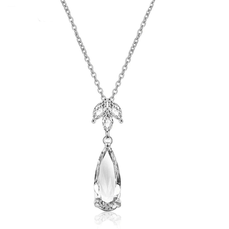 Elegant Crystal Drop Necklace for Women | 7373 Bridal Jewelry | Perfect for Weddings, Prom & Special Occasions