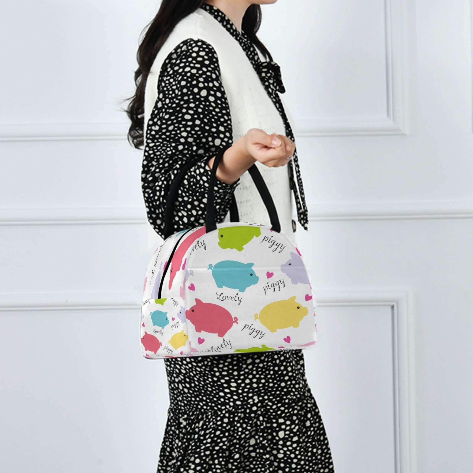 AUUXVA Insulated Lunch Bag for Kids - 15 Can Capacity, Cute Pig Design, Oxford Cloth Material, Zipper Closure | Perfect for School, Picnics & Outdoor Activities (Ages 3+)