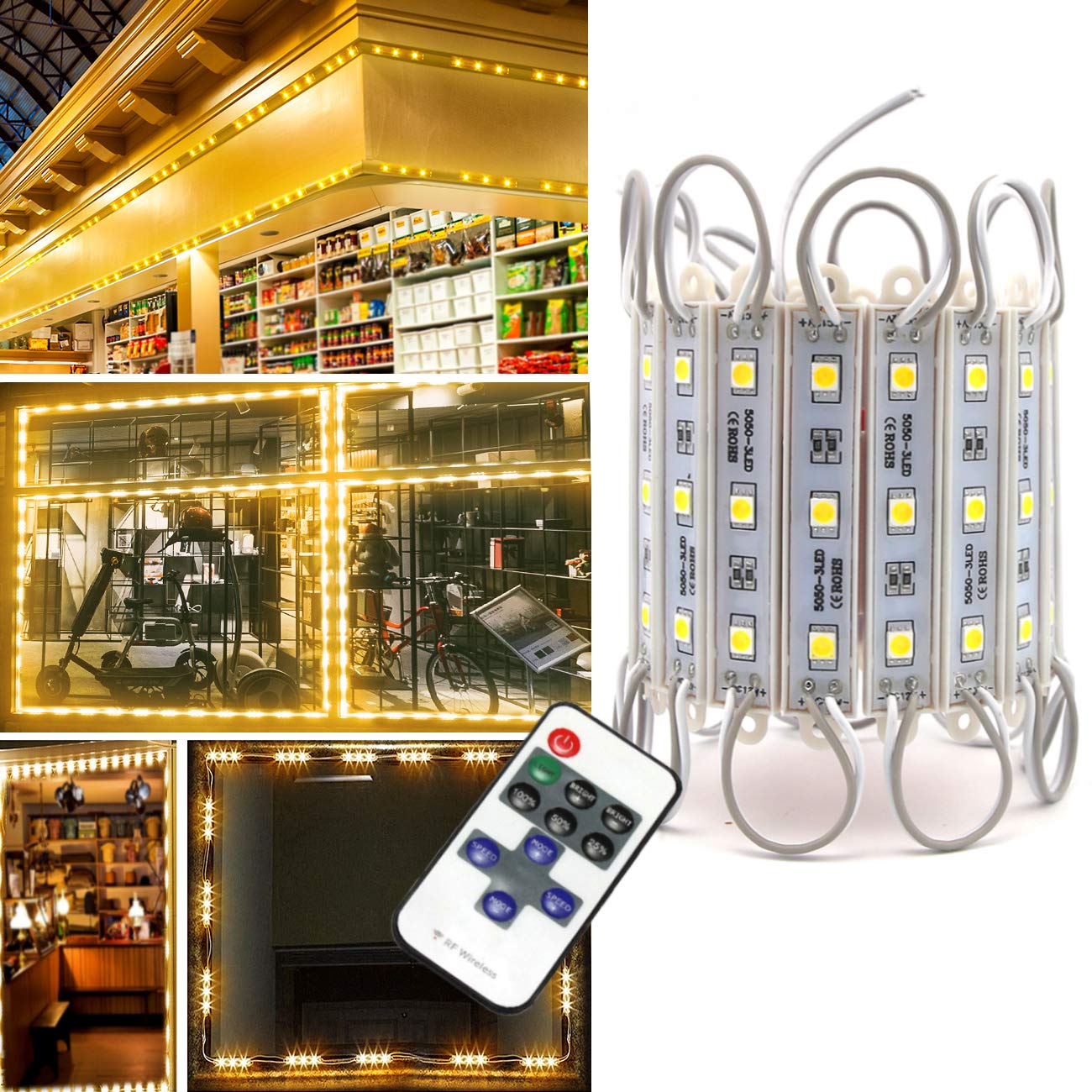 Waterproof LED Storefront Lights - 40PCS 5050 Strip Lights for Business Signs & Window Decor