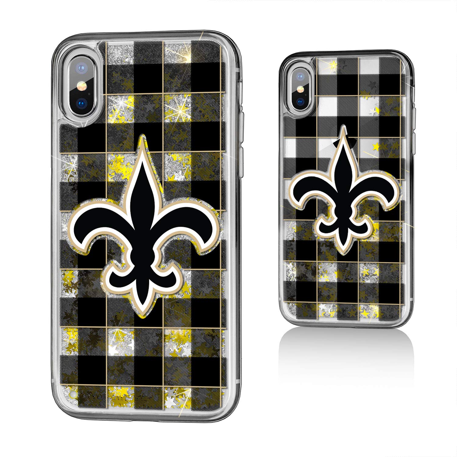 New Orleans Saints iPhone Case - Plaid Glitter Design for iPhone 11/12/13/14/15 Pro Max - Protective & Stylish Football Fan Accessory (Perfect for Game Day & Saints Pride)