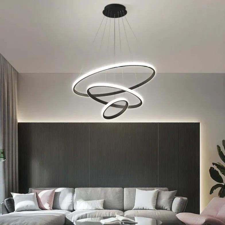 Modern Ring Shaped LED Pendant Light - Sleek Contemporary Ceiling Lighting for Dining Room, Kitchen, or Bedroom Decor
