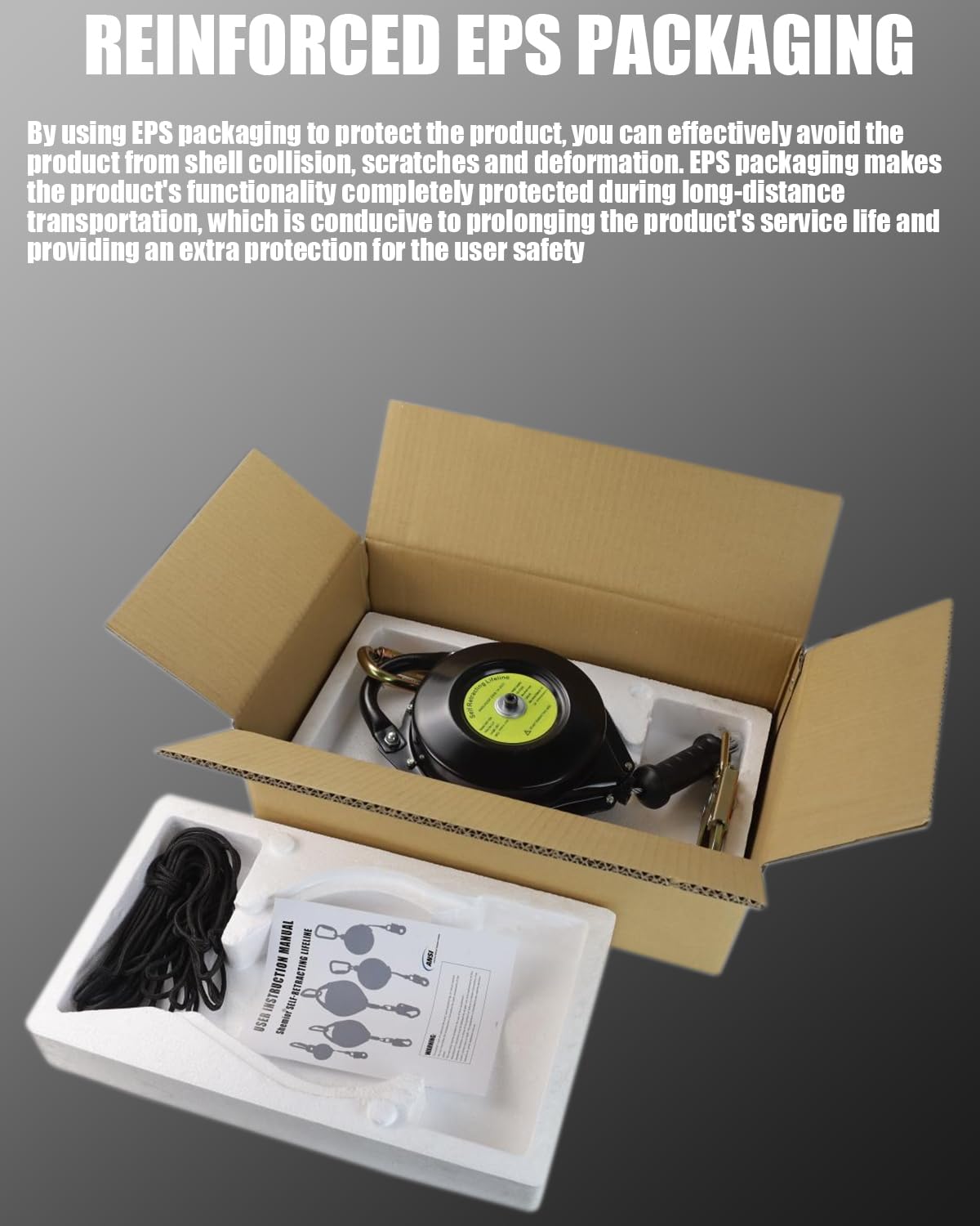 33FT Self Retracting Lifeline with Internal Shock Absorber - Aviation Grade Galvanized Steel Cable, Tangle-Free Retractable Safety Lanyard for Roofing & Construction - ANSI Compliant Fall Protection Gear (Ideal for Roofers, Window Cleaners & Construction Workers)