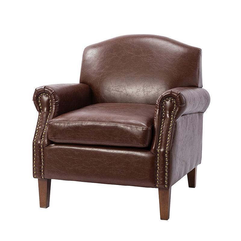 Gianfranco Vegan Leather Armchair with Sturdy Wooden Legs - Modern Vegan Leather Lounge Chair for Living Room, Office & Reading Nook - Eco-Friendly Faux Leather Accent Chair