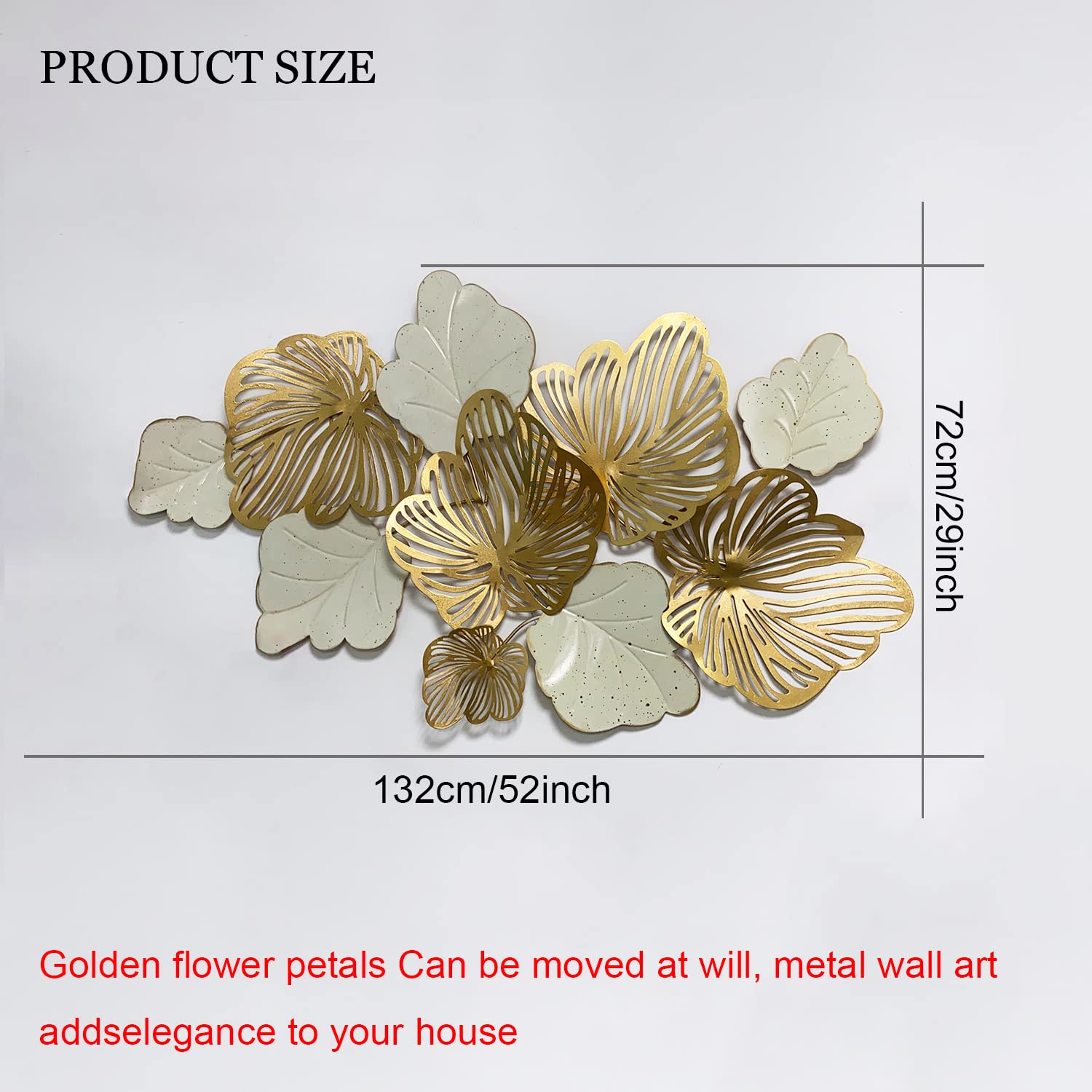 3D Metal Wall Art Decor - Modern Gold Flower Blooming Wall Sculpture for Living Room, Bedroom, Kitchen | Luxury Home Decor & Unique Gift Idea | 52
