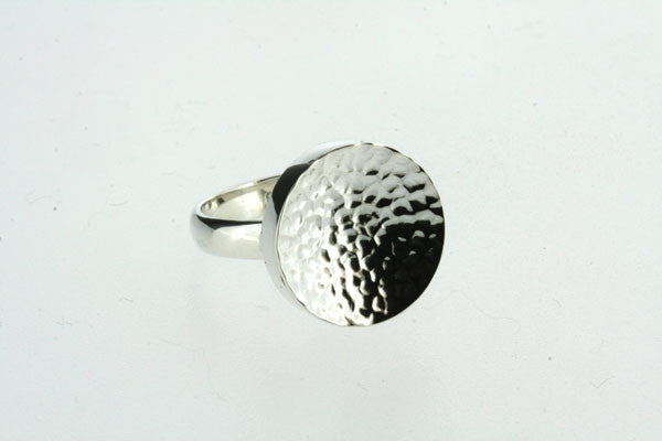 Concave Circle Hammered Ring - Sterling Silver 925 Jewelry for Women - Boho Chic Style for Everyday Wear & Special Occasions