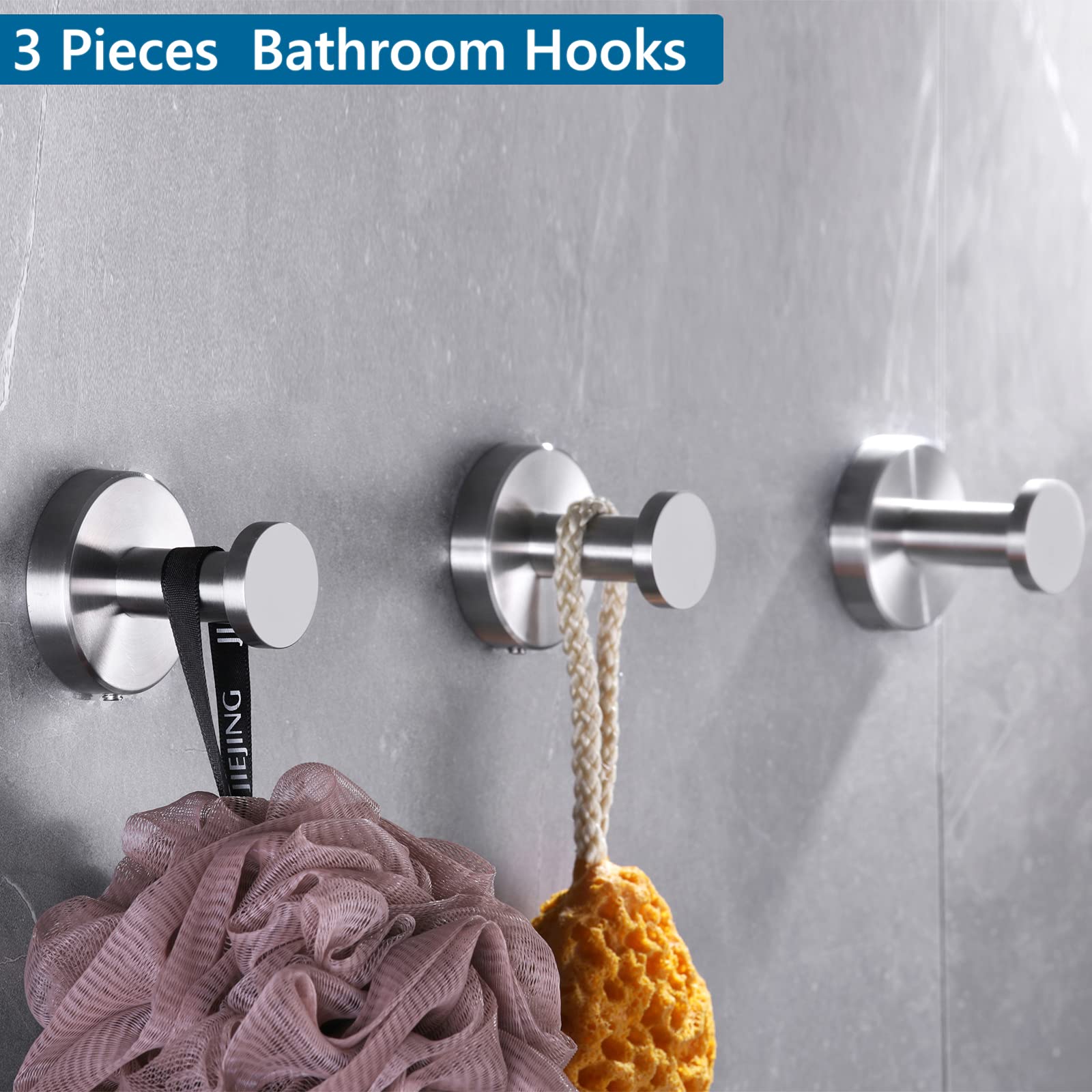 Stainless Steel Wall Mounted Bathroom Hardware Set - 5 PCS Towel Holder & Bar Set in Brushed Nickel Finish | Bathroom Accessories for Modern Home Decor | Perfect for Spa-Style Bathrooms, Guest Baths & Luxury Hotel Style Decor