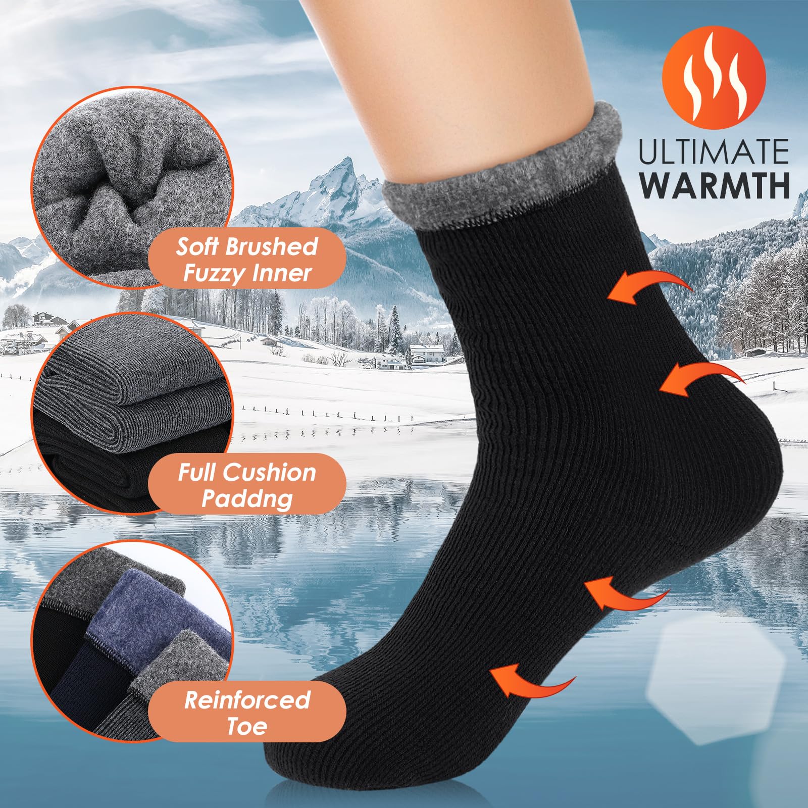 Xuhal 150 Pairs Winter Warm Thermal Socks Bulk Pack - Thick Heated Crew Boot Socks for Women & Men - Cold Weather Hiking, Outdoor Activities & Daily Wear
