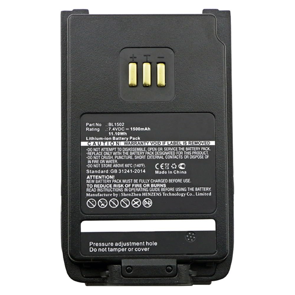 Synergy Digital 2-Way Radio Battery - 1500mAh Li-ion 7.4V Replacement for HYT PD505 & Hytera BL1502 | Long Lasting Power for Walkie Talkies | Perfect for Security, Construction & Outdoor Adventures
