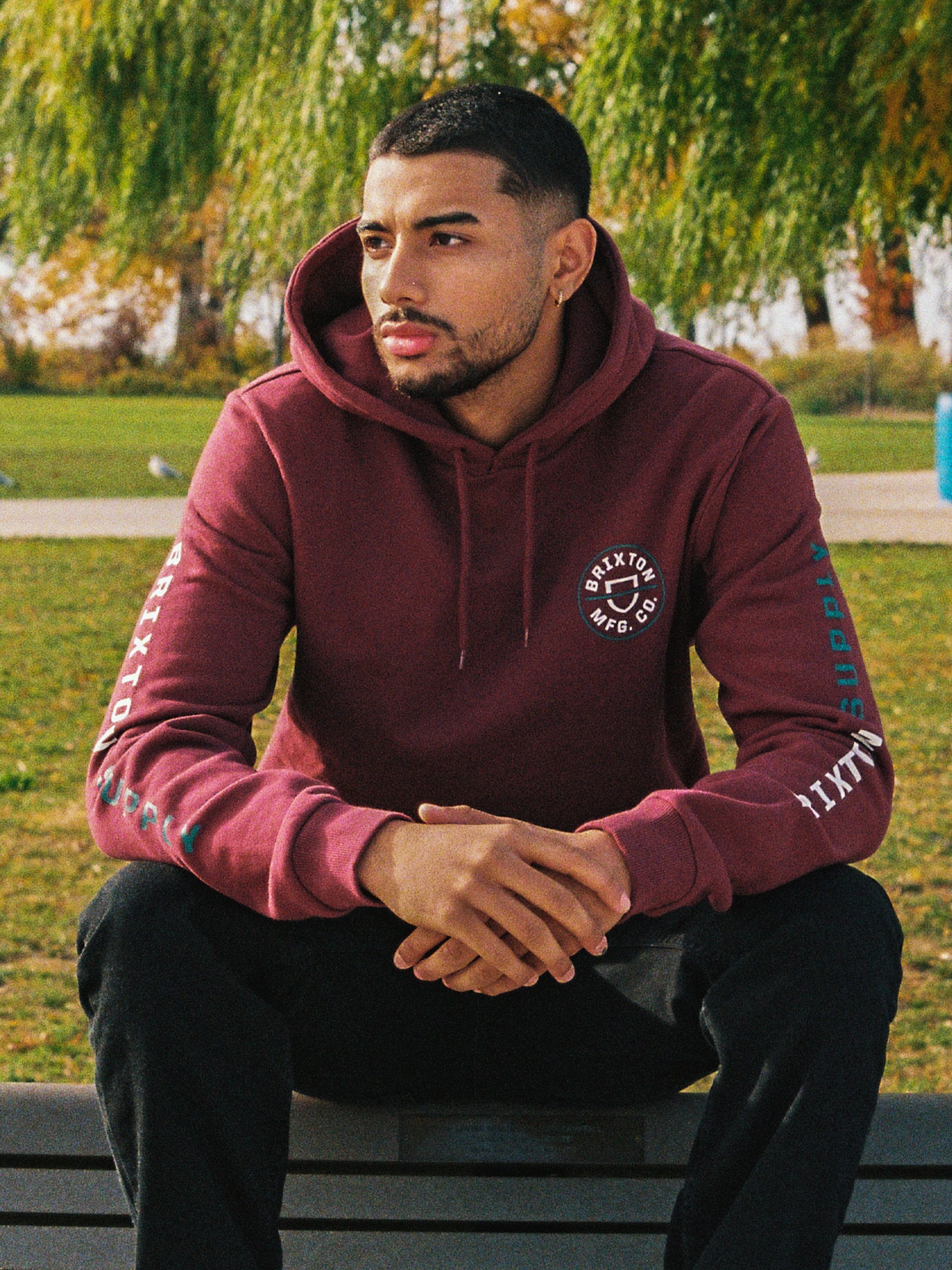 Brixton Crest Pullover Hoodie - Men's Casual Zip-Up Sweatshirt for Outdoor & Streetwear Fashion | Clearance Sale