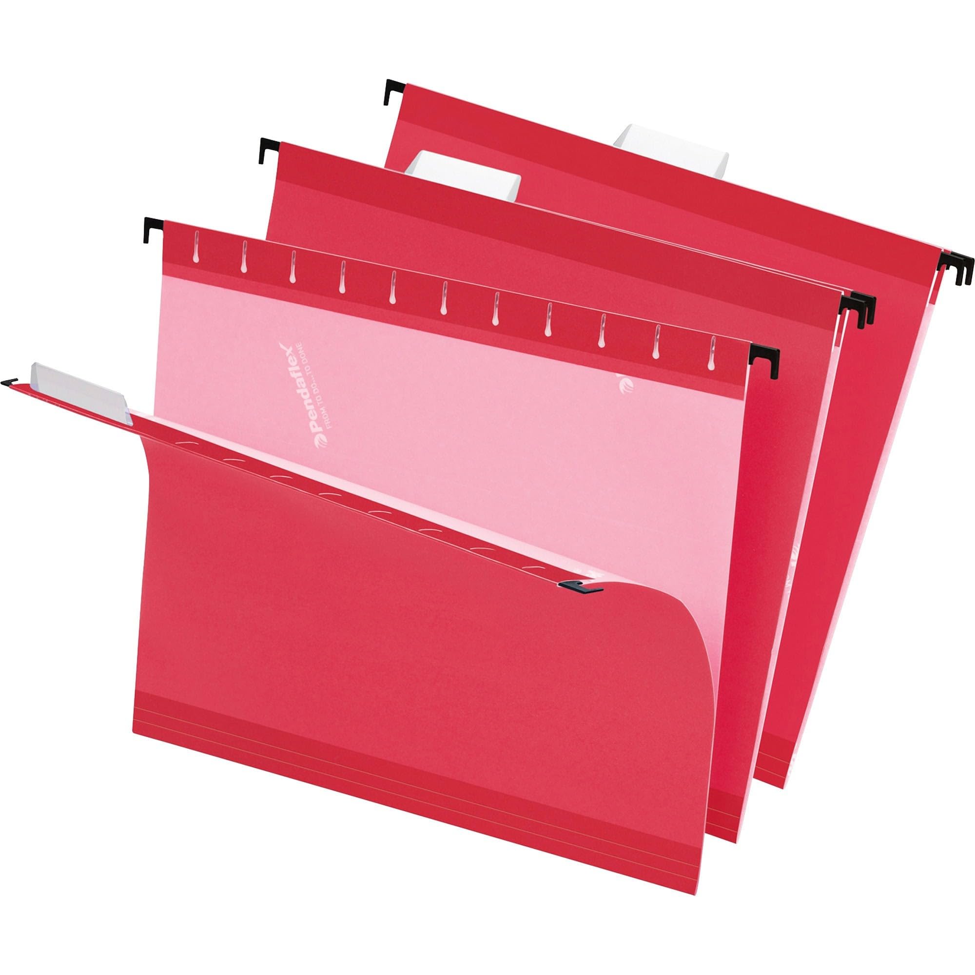 Pendaflex Reinforced Hanging File Folders - Letter Size, 1/5 Cut, Red (25/BX) - Durable Office Organization for Filing Cabinets & Document Storage