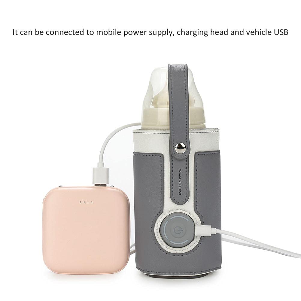 Portable USB-Powered Bottle Warmer Bag - 3 Temperature Settings for Milk & Baby Formula - Insulated Travel Bottle Heater for On-the-Go Parents (Grey) | Perfect for Car Trips, Office Use & Outdoor Activities