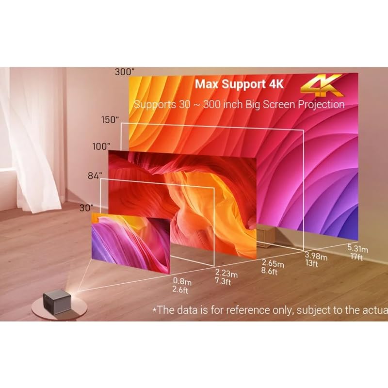 FPVAWKBL QUYNAGER Mini Projector - 4K HD Smart Home Theater Projector with LED Beam, Wireless Smartphone & TV Connectivity for Movies, Gaming & Outdoor Entertainment (Wall Projection, Portable Design)