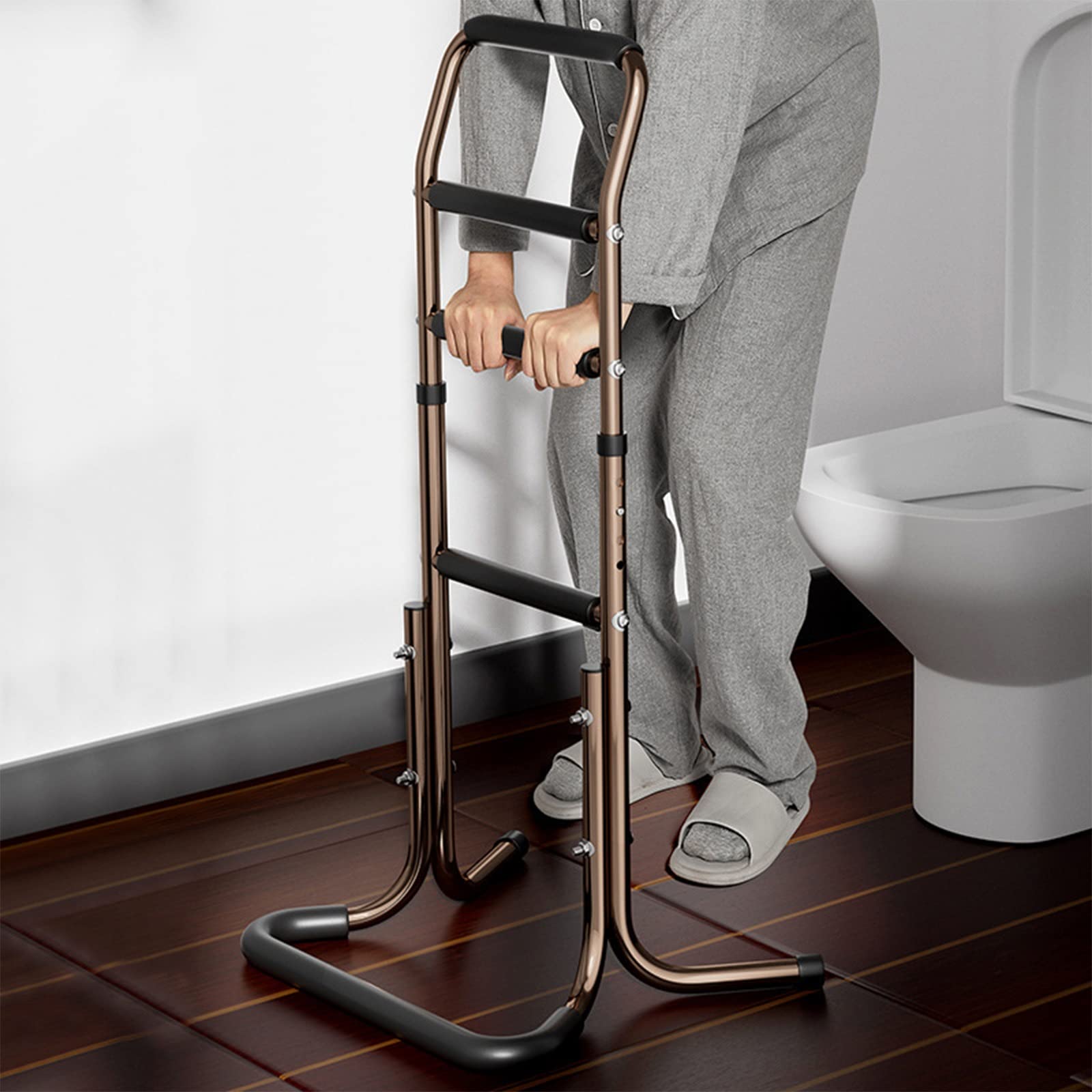 BITWIT Adjustable Height Chair Stand Assist with Safety Hand Rail - Mobility Aid for Elderly, Disabled & Pregnant - Bedside Transfer Support for Daily Living (Color: A) - Perfect for Home Care, Bathroom Safety & Post-Surgery Recovery