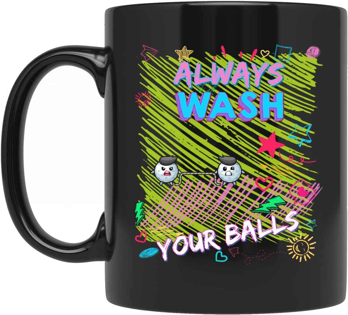 Funny Personalized 'Always Wash Your Balls' Coffee Mug - Unique Golf Themed Gift for Dad, Men, Women, Friends & Coworkers - Perfect for Father's Day, Birthday, Christmas - Great for Golf Lovers & Office Humor